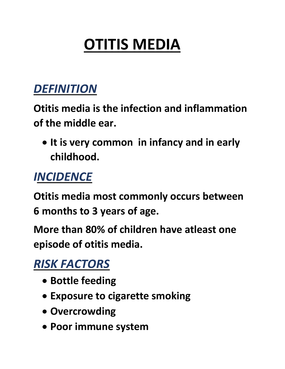 en el medio de la nada Vacante Flecha Otitis Media(Merge) - OTITIS MEDIA DEFINITION Otitis media is the infection  and inflammation of the - Studocu
