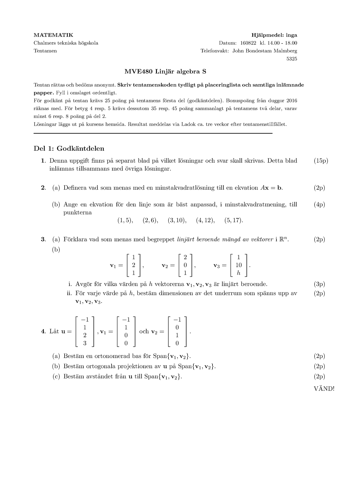 2016 08 22 Losningar - Tentauppgifter - Exempel - MATEMATIK Hj ...