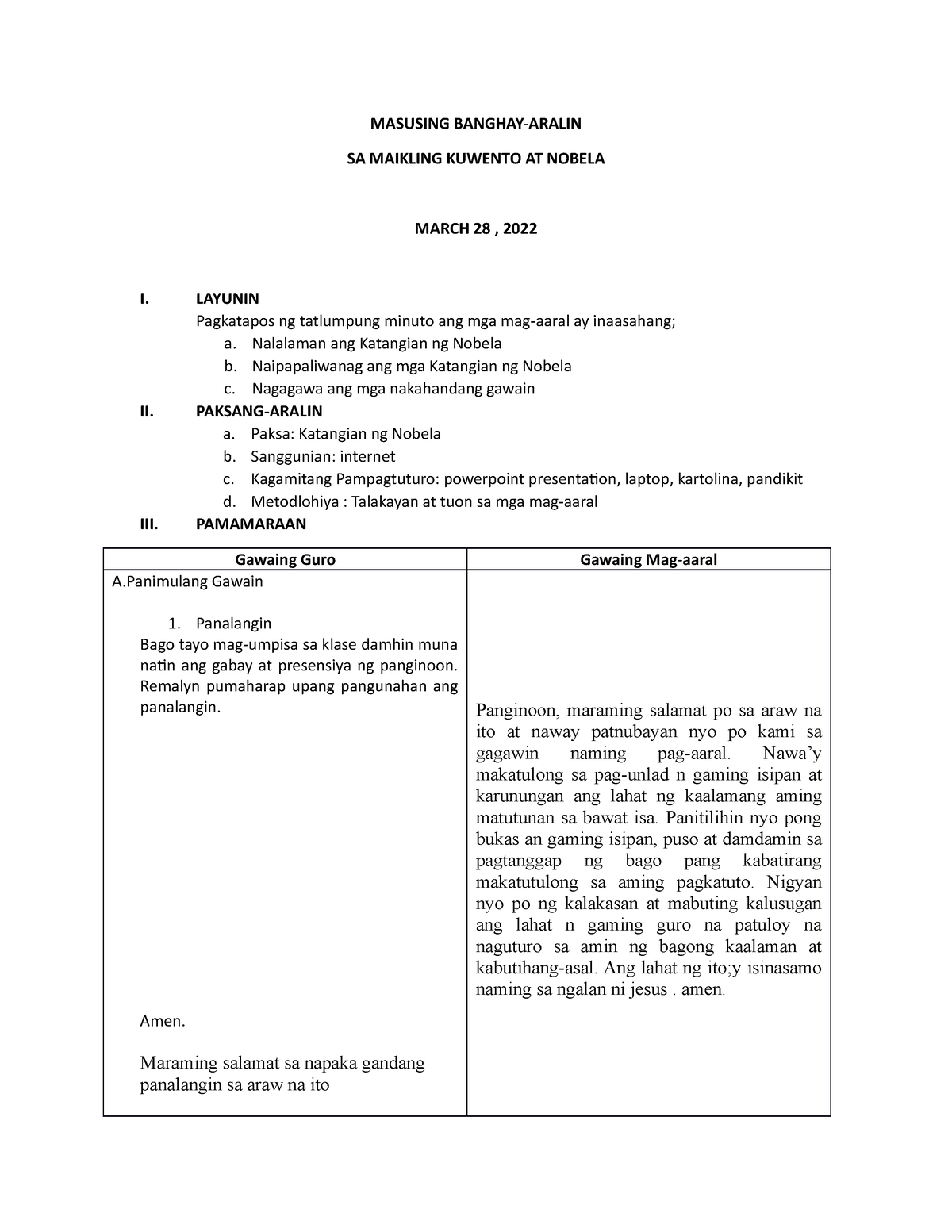 Semi Detailed Lesson Plan In Filipino Maikling Kwento Sahida Images