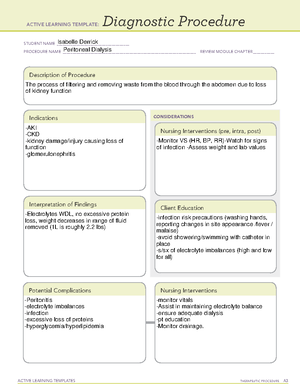 Hemodialysis ATI template - ACTIVE LEARNING TEMPLATE: Diagnostic ...