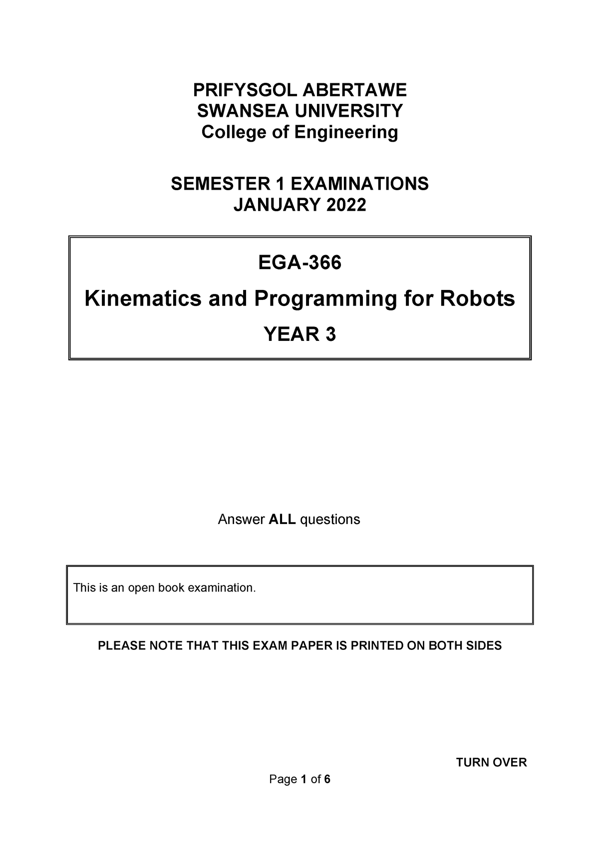 EGA366 Alternative Assessment 21-22 - PRIFYSGOL ABERTAWE SWANSEA ...