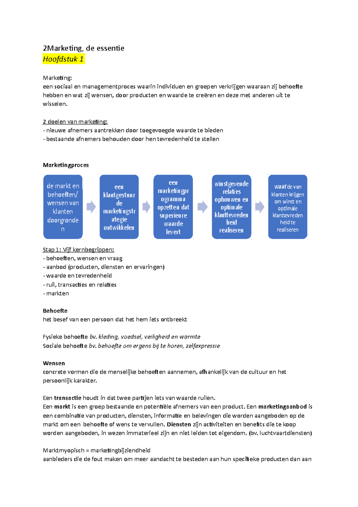 Marketing De Essentie Samenvatting H1,3,5,6,7 - 2Marketing, De Essentie ...