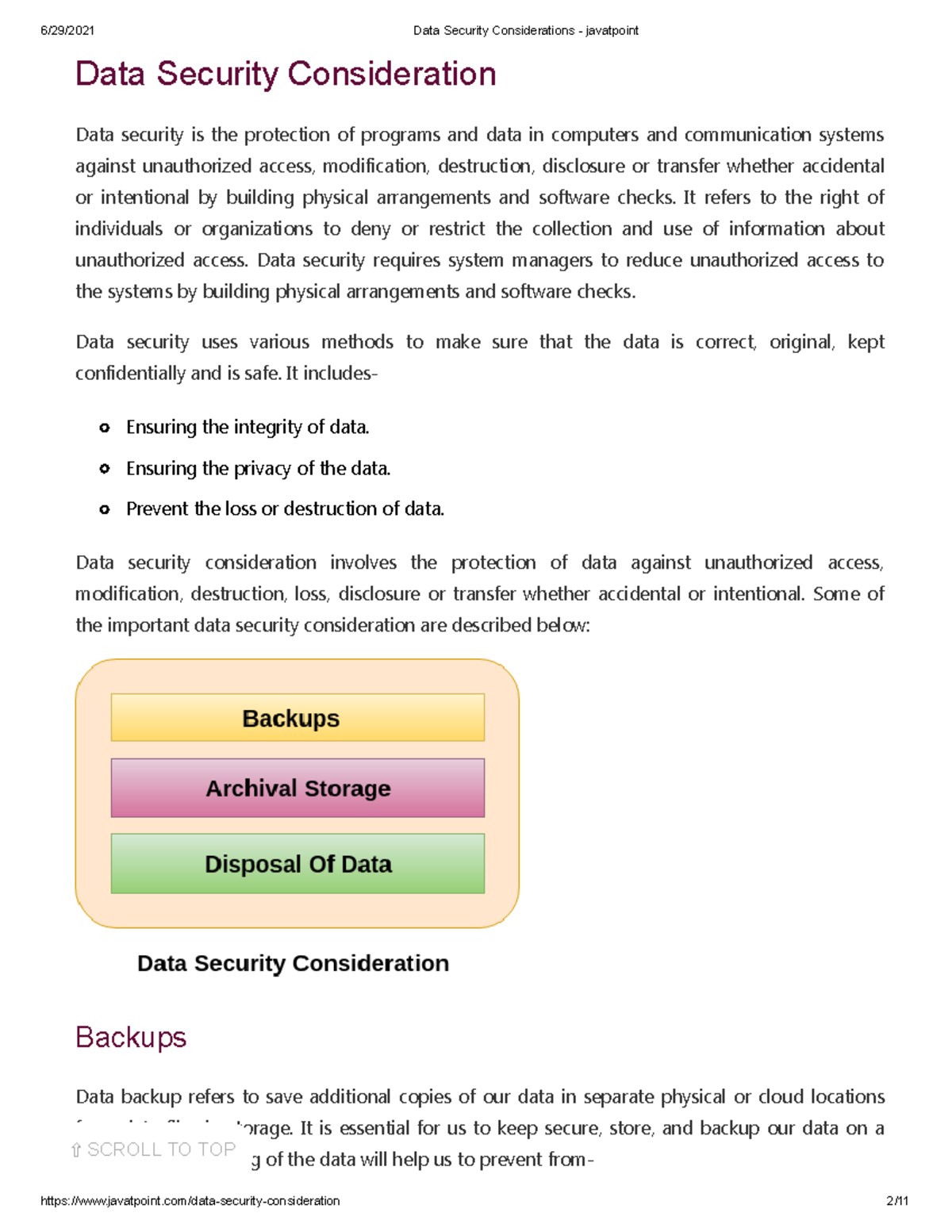 Data Security Considerations javatpoint Data Security Consideration