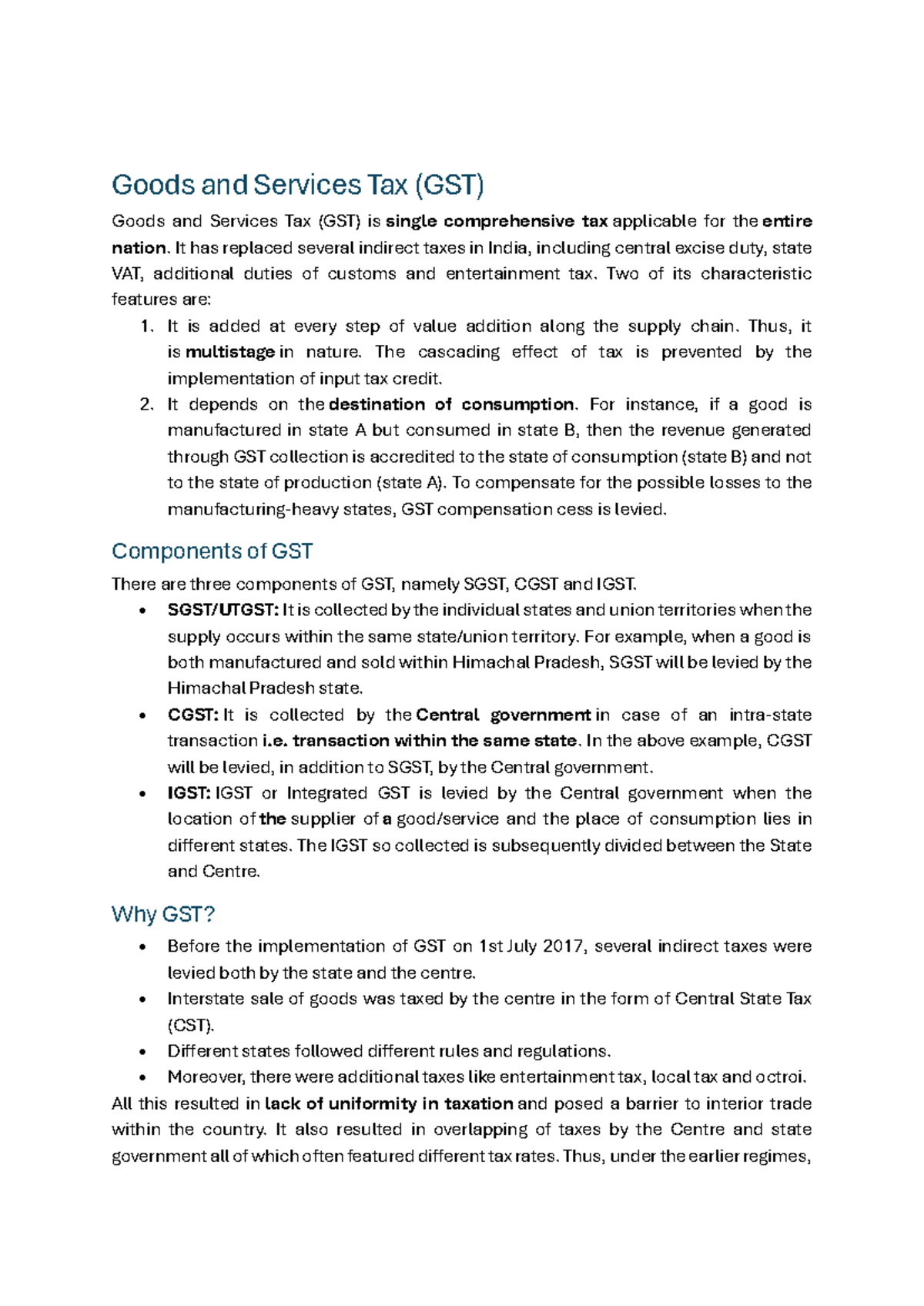 Goods and Services Tax - An overview about GST - Goods and Services Tax ...