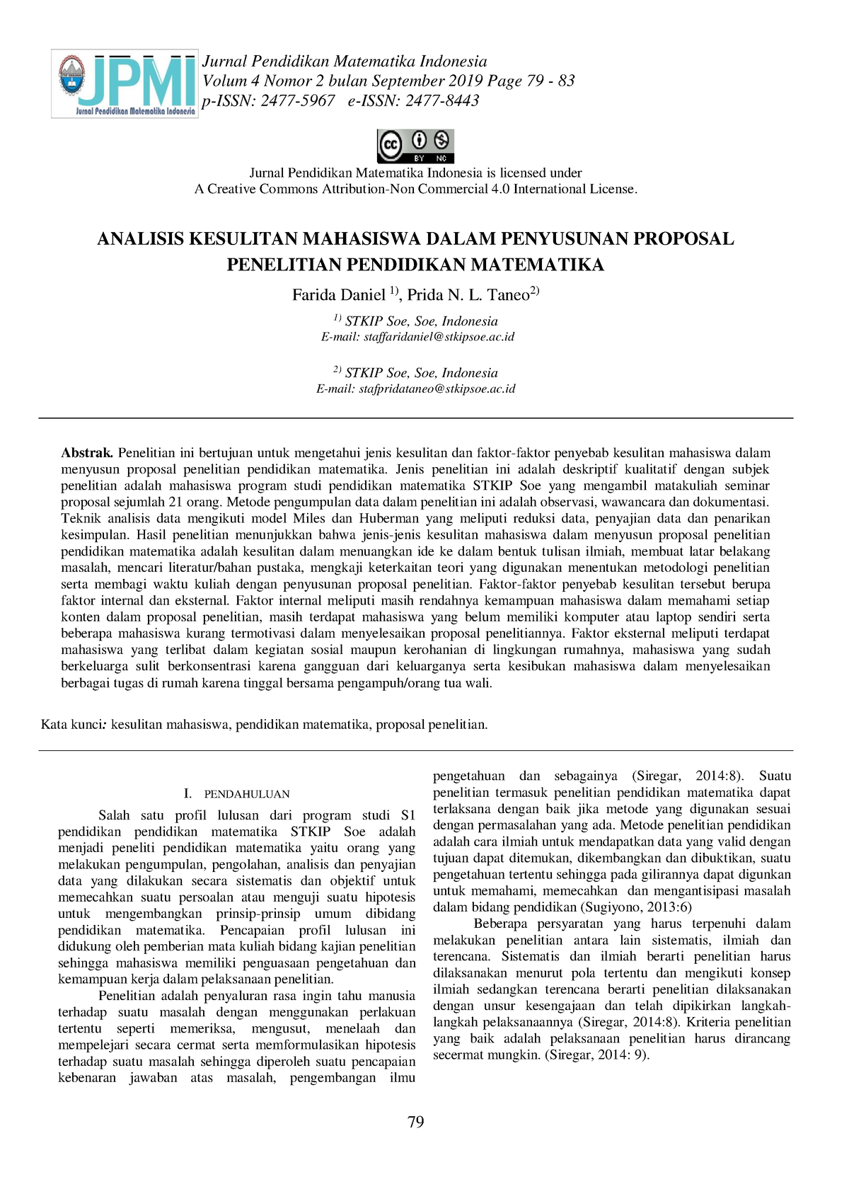 Analisis Kesulitan Mahasiswa Dalam Penyusunan Proposal Penelitian ...