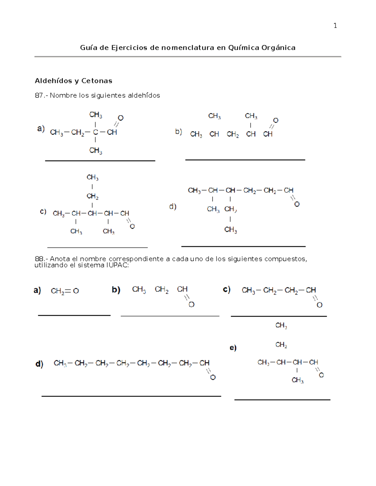 Ejercicios amidas - Guía de Ejercicios de nomenclatura en Química ...