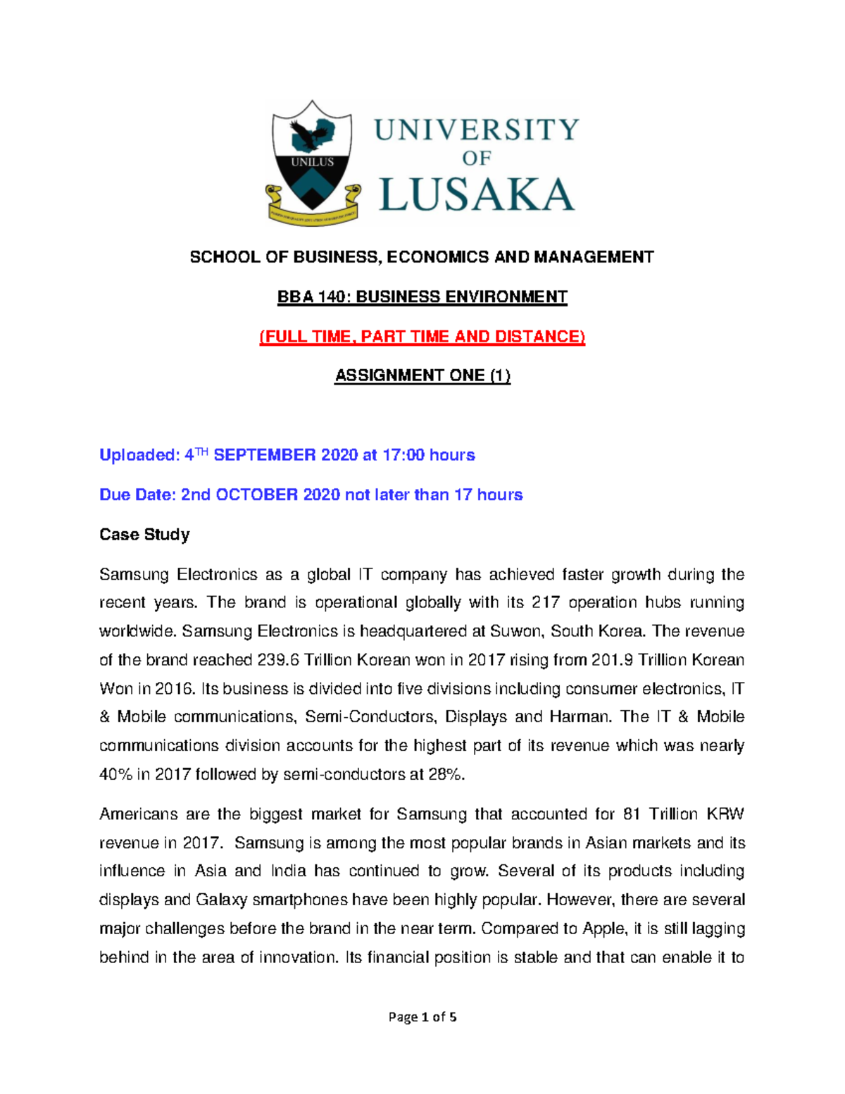 Bba140 Assignment Assignment School Of Business Economics And