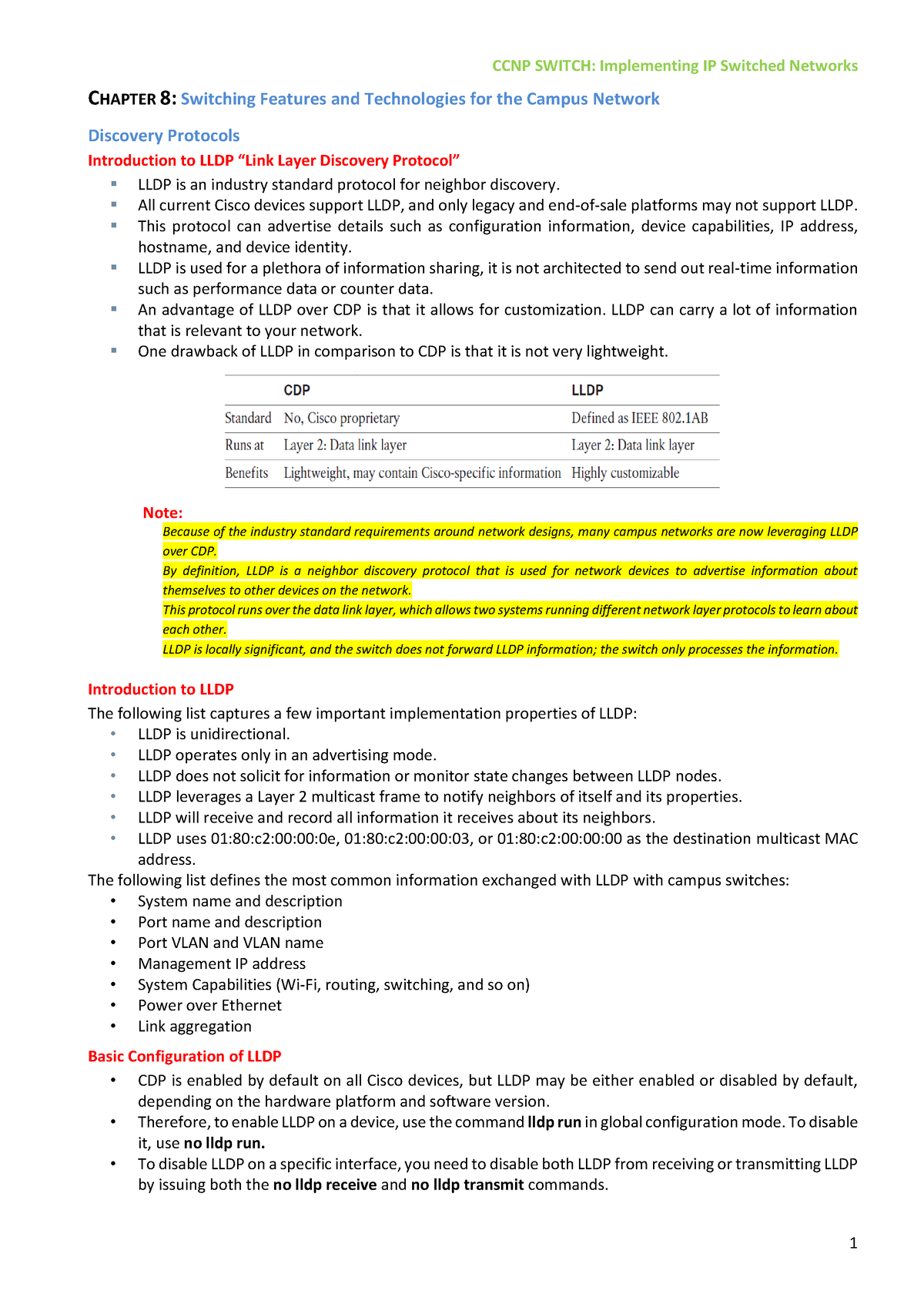 Chapter 8 - CCNP Switch 7 (Course CCNP Switch Implementing IP Switched ...