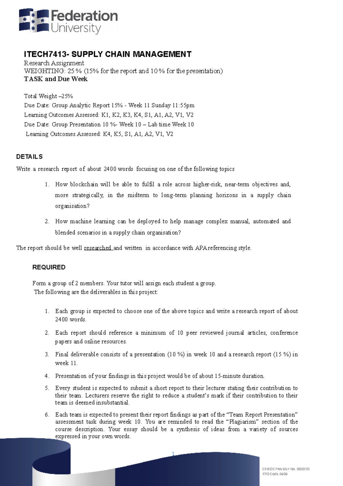 supply chain management group assignment