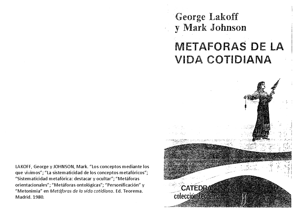 George Lakoff Y Mark Johnson Metáforas De La Vida Cotidiana