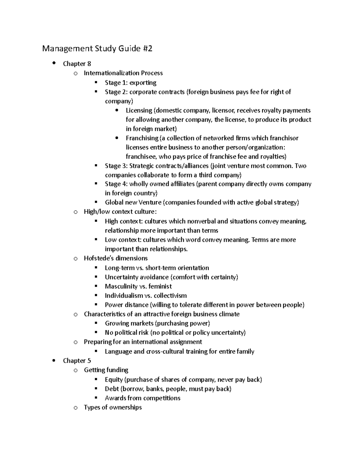 Introduction to Management Final Study Guide Part 4 - Management Study ...