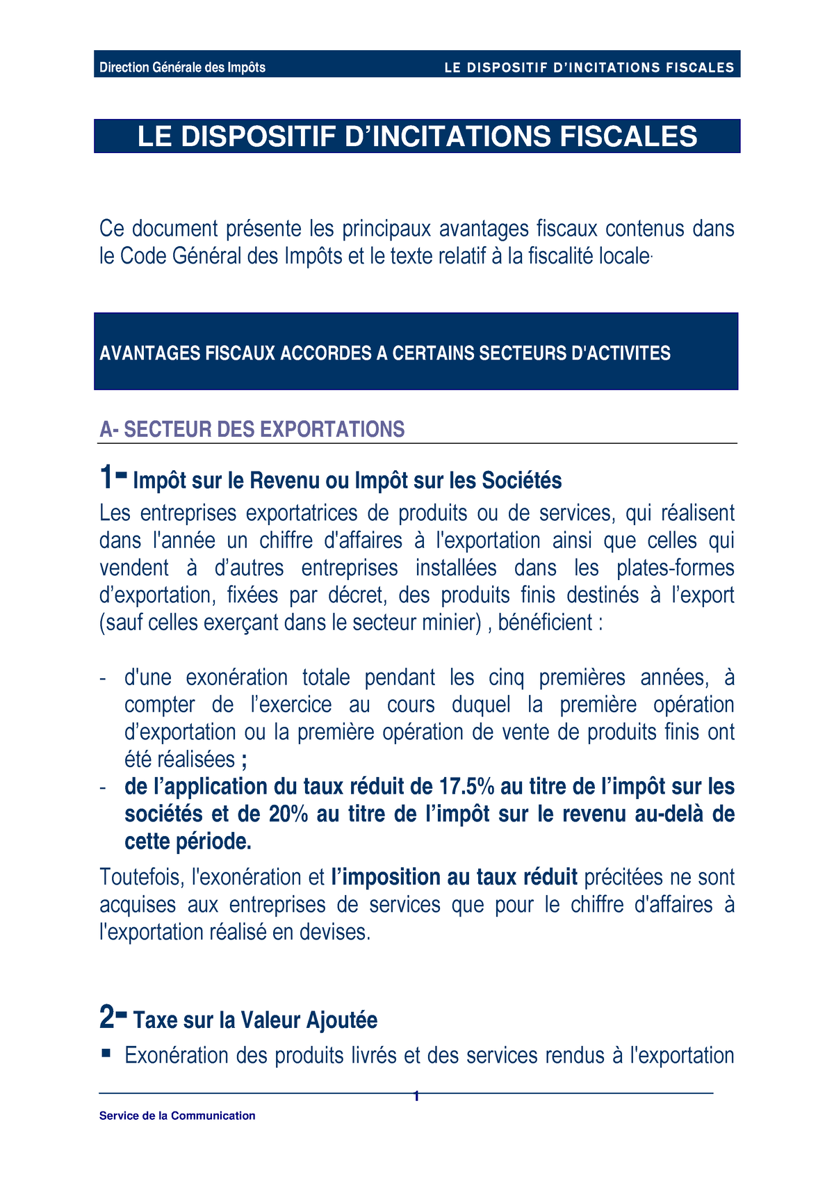 Dispositif D Incitations Fiscales - 1 LE DISPOSITIF D’INCITATIONS ...