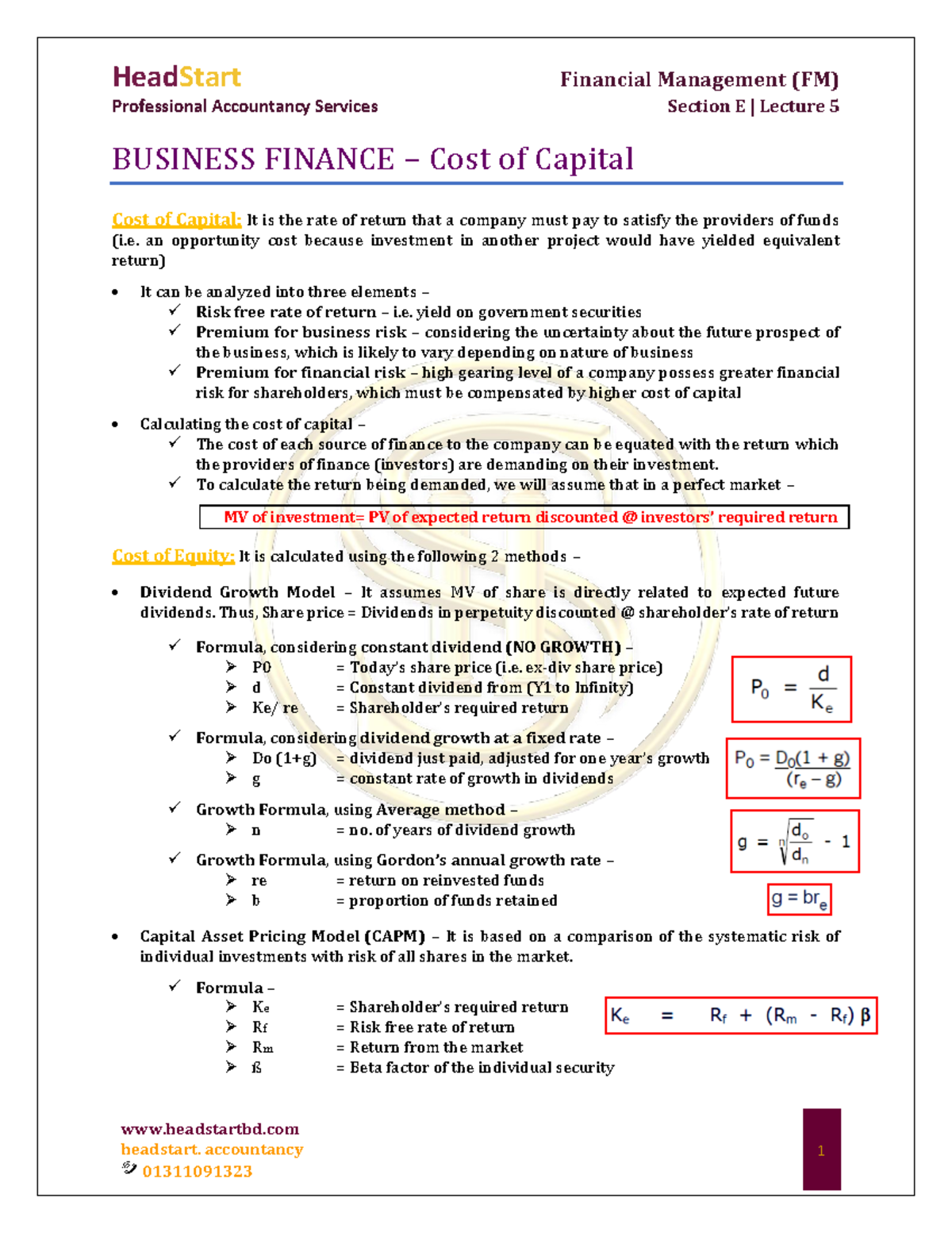 5. HS FM Sec E Cost of Capital - Professional Accountancy Services ...