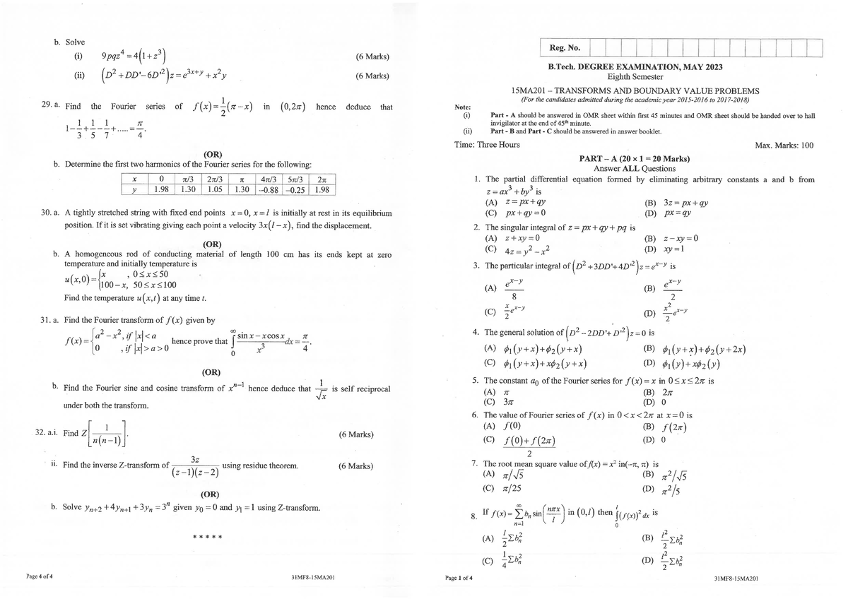 15MA201 - Mathematics II - Studocu