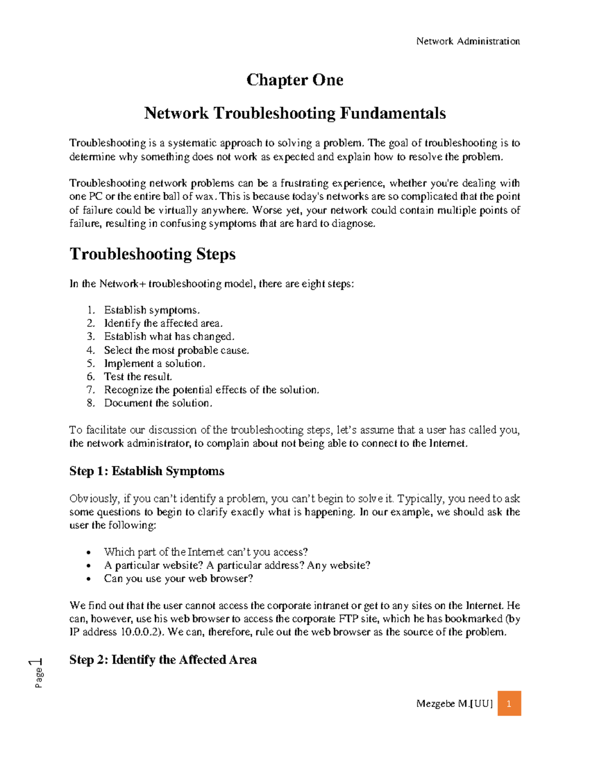 Chapter Two (Network Admin) 2021 - Page 1 Chapter One Network ...