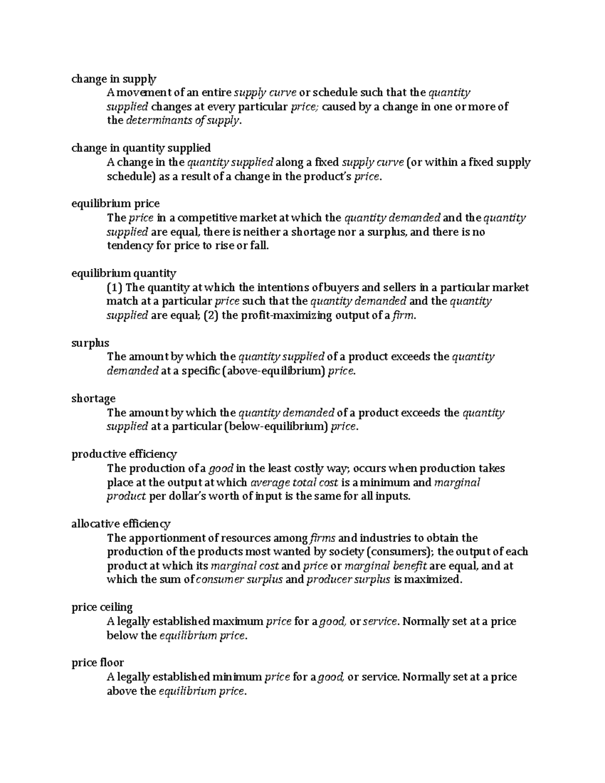 Change In Supply Sentence Examples