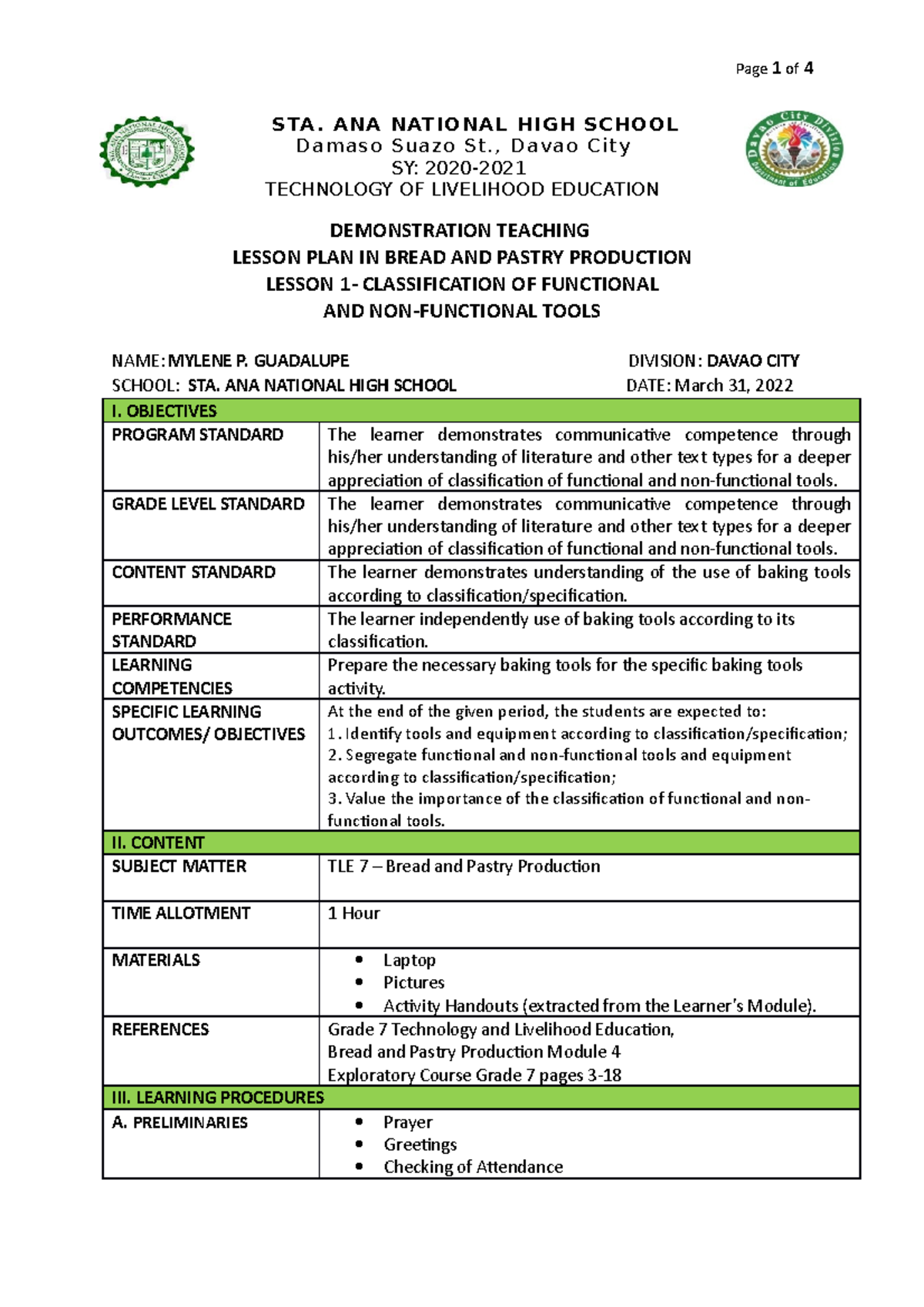 BPP M4L1 LP - STUDY NOTES - STA. ANA NATIONAL HIGH SCHOOL Da mas o Sua ...