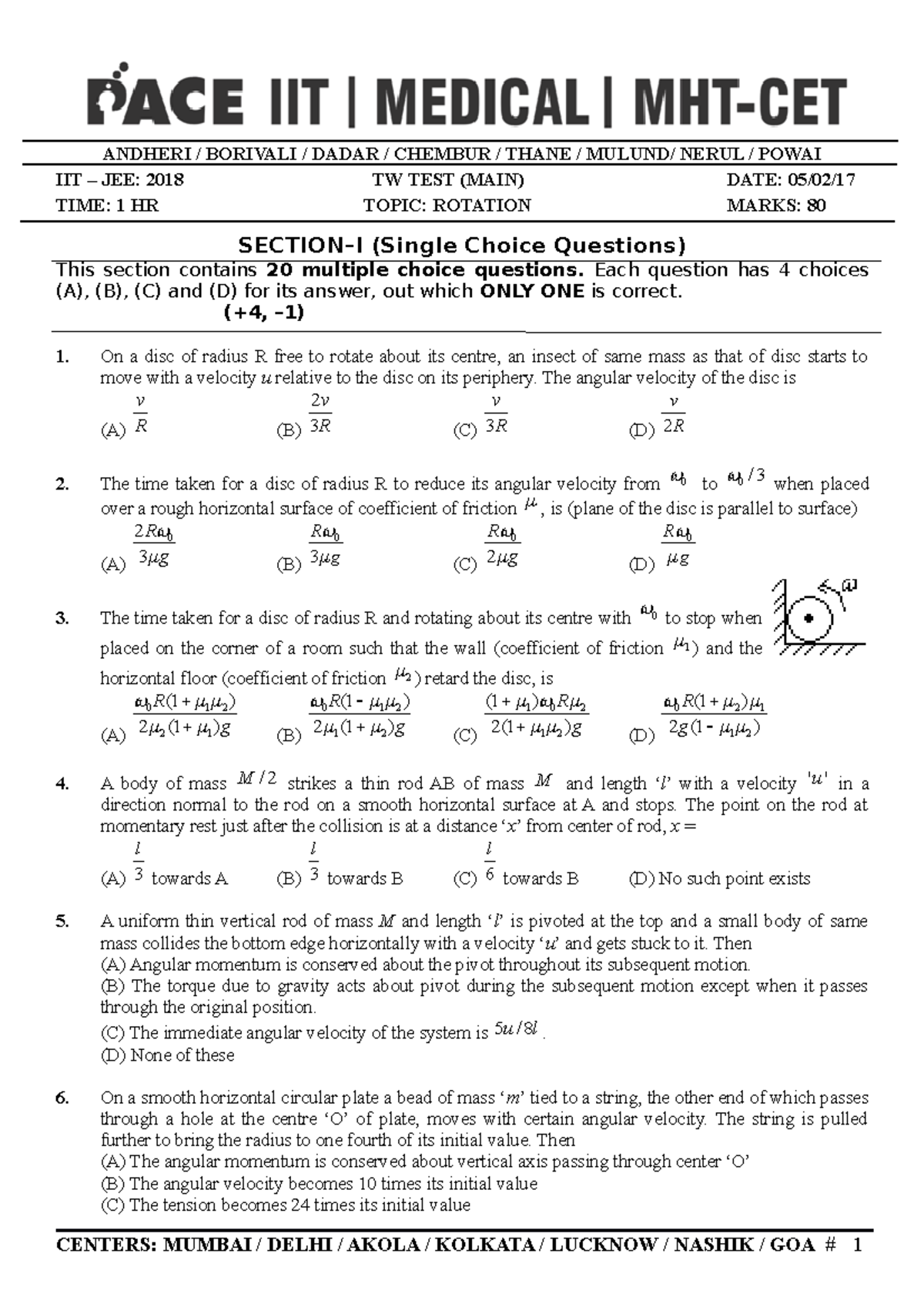 Rotation ( Question Paper) - ANDHERI / BORIVALI / DADAR / CHEMBUR ...