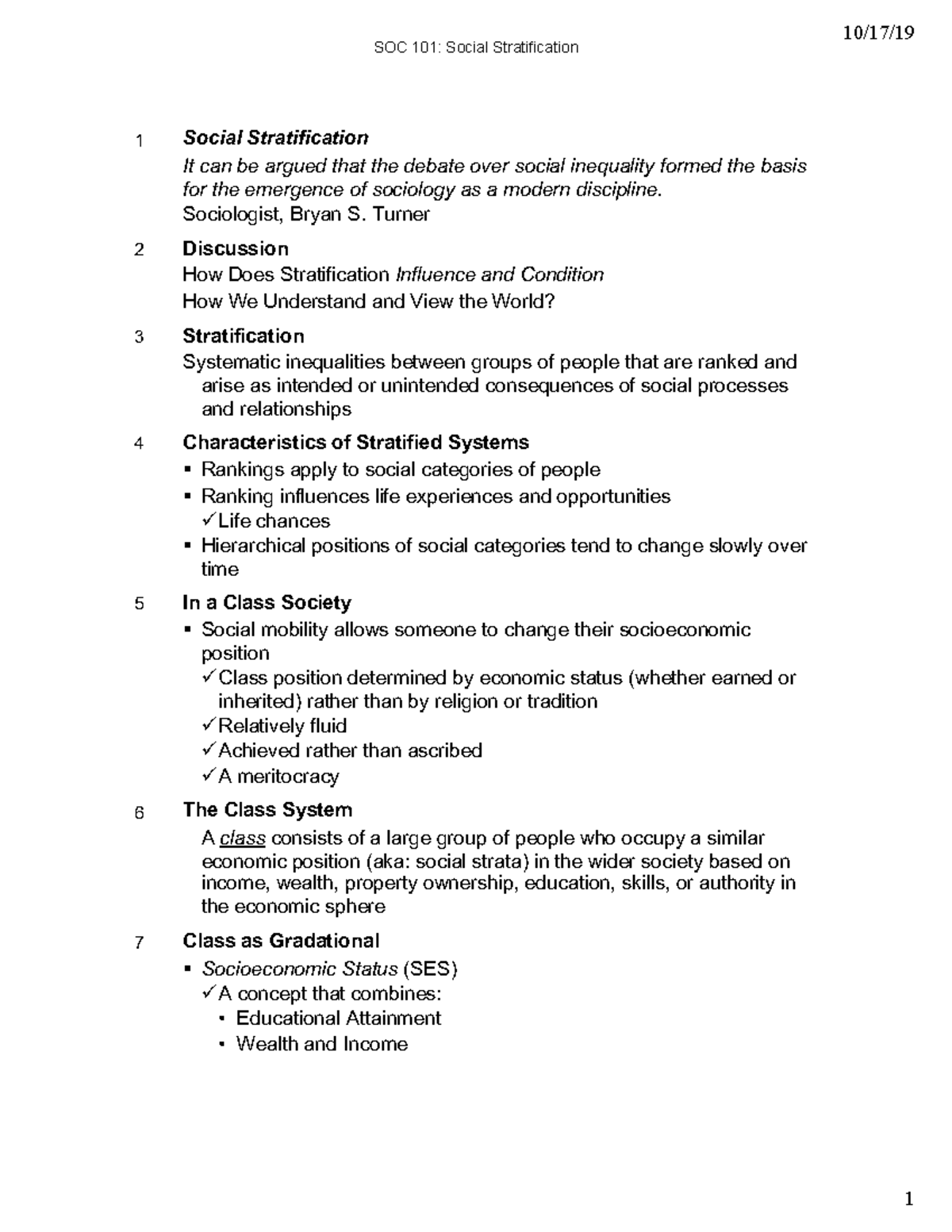 Social Stratification SOC 101 - SOC 101: Social Stratification 1 Social ...