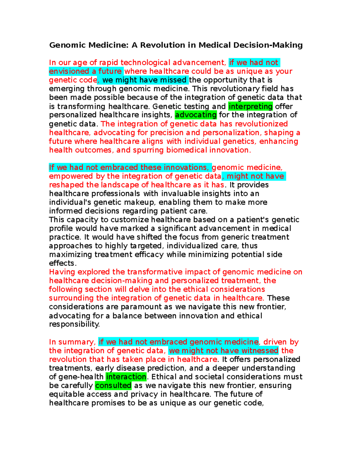 Genomic Medicine - writing 3 - Genomic Medicine: A Revolution in ...
