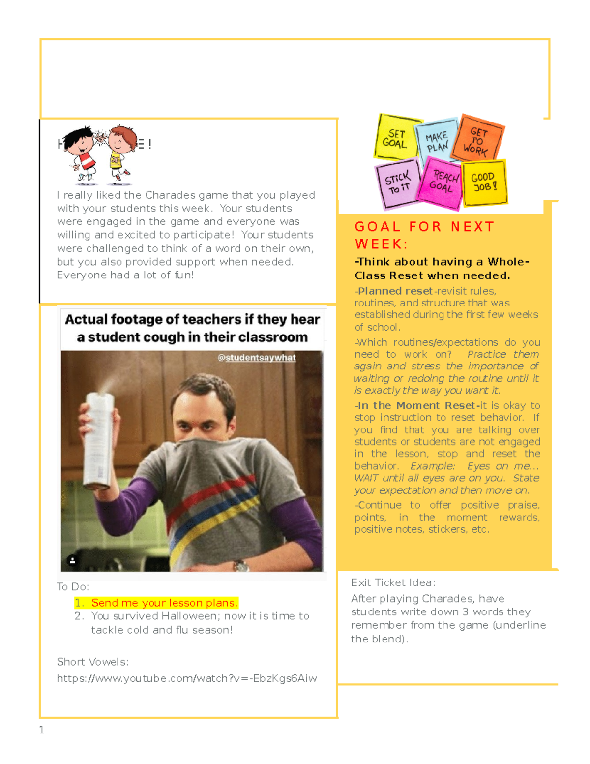 10-31 news Allen - classroom newsletter template - H I G H F I V E! I ...
