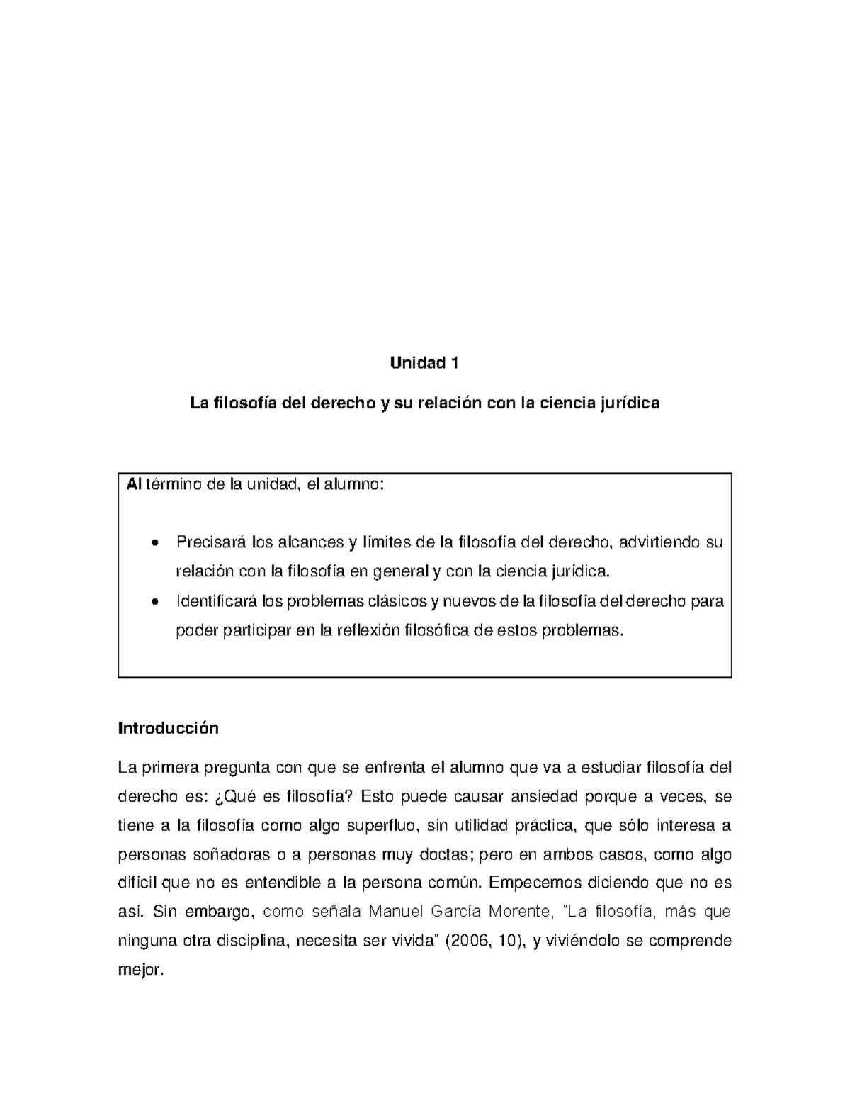 Unidad 1 Unidad 1 La Filosofía Del Derecho Y Su Relación Con La