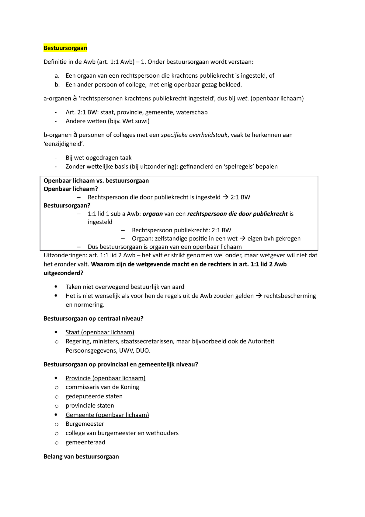 Week 4 aantekeningen kennisclips - centraal en decentraal bestuur en ...