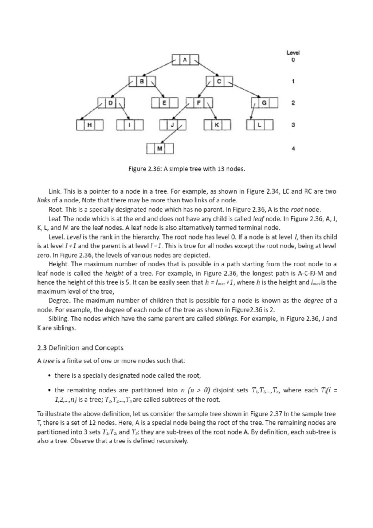 A tree is a connected, undirected graph with no cycles. Recall that a