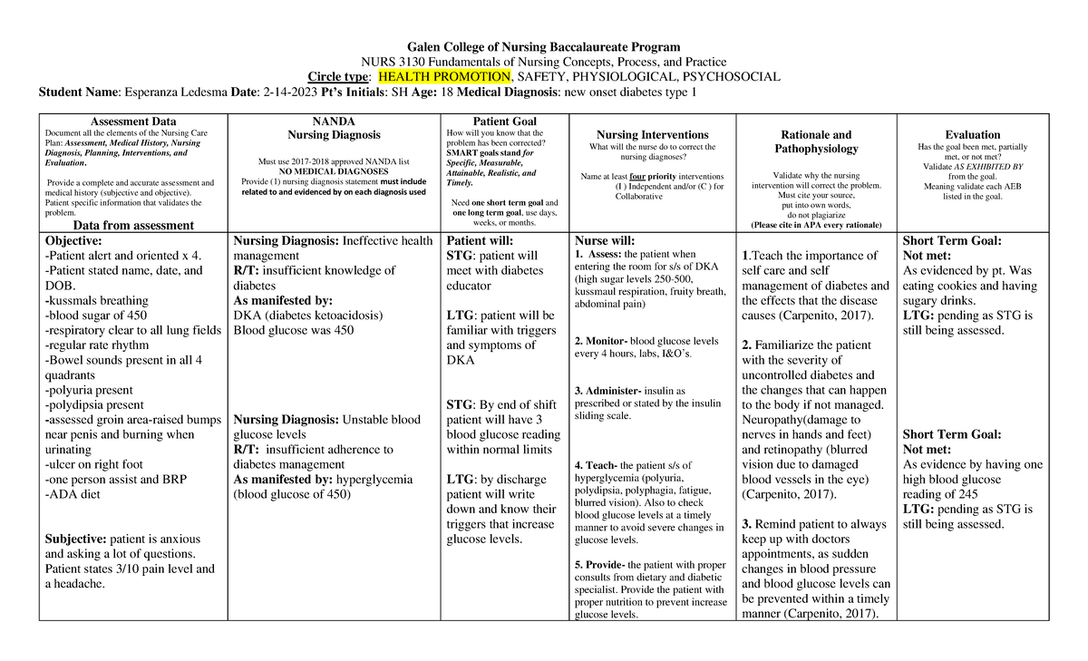 Concept map update - NURS 3130 Fundamentals of Nursing Concepts ...