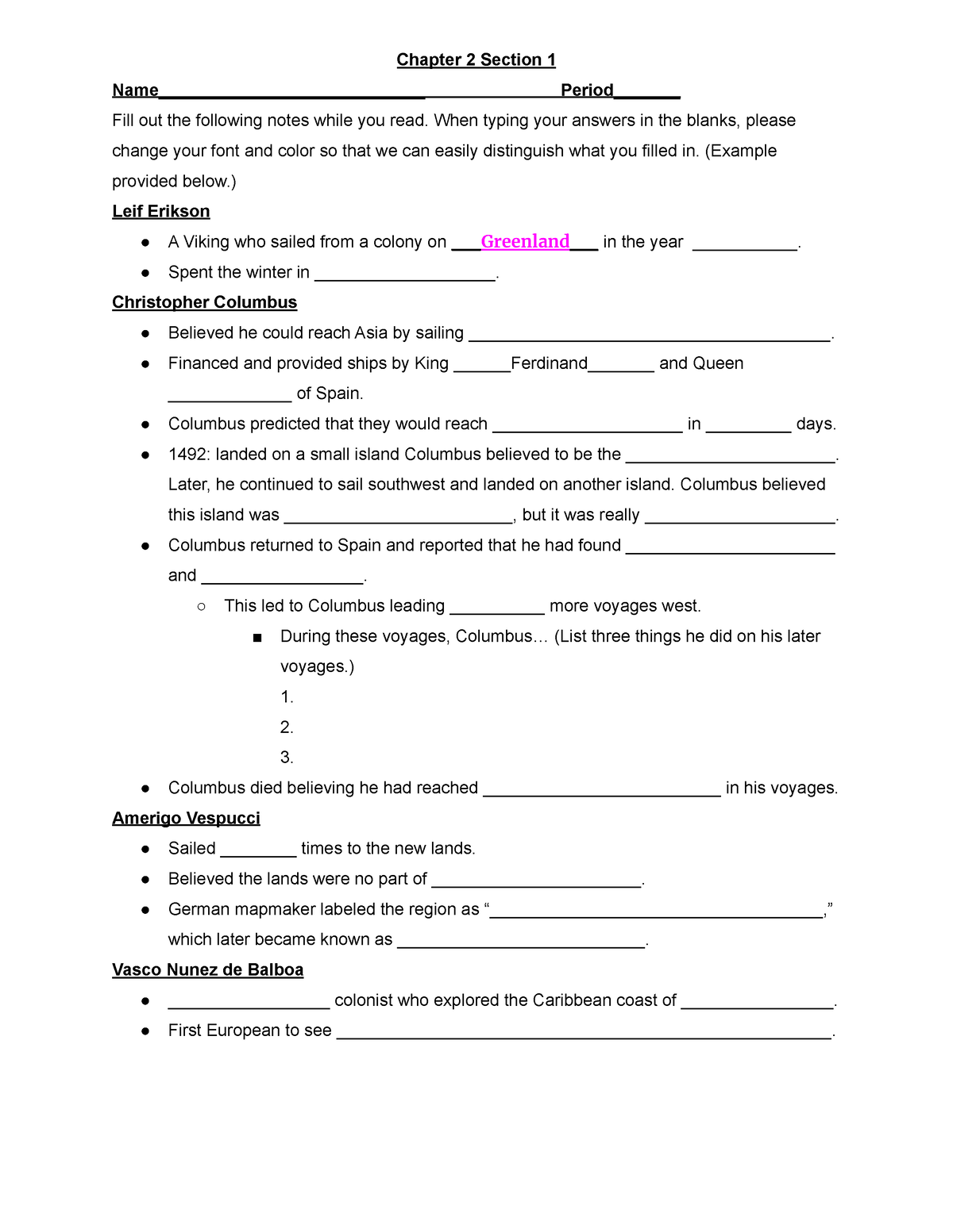 Chapter 2 Section 1 Guided Notes FF - Chapter 2 Section 1 Name