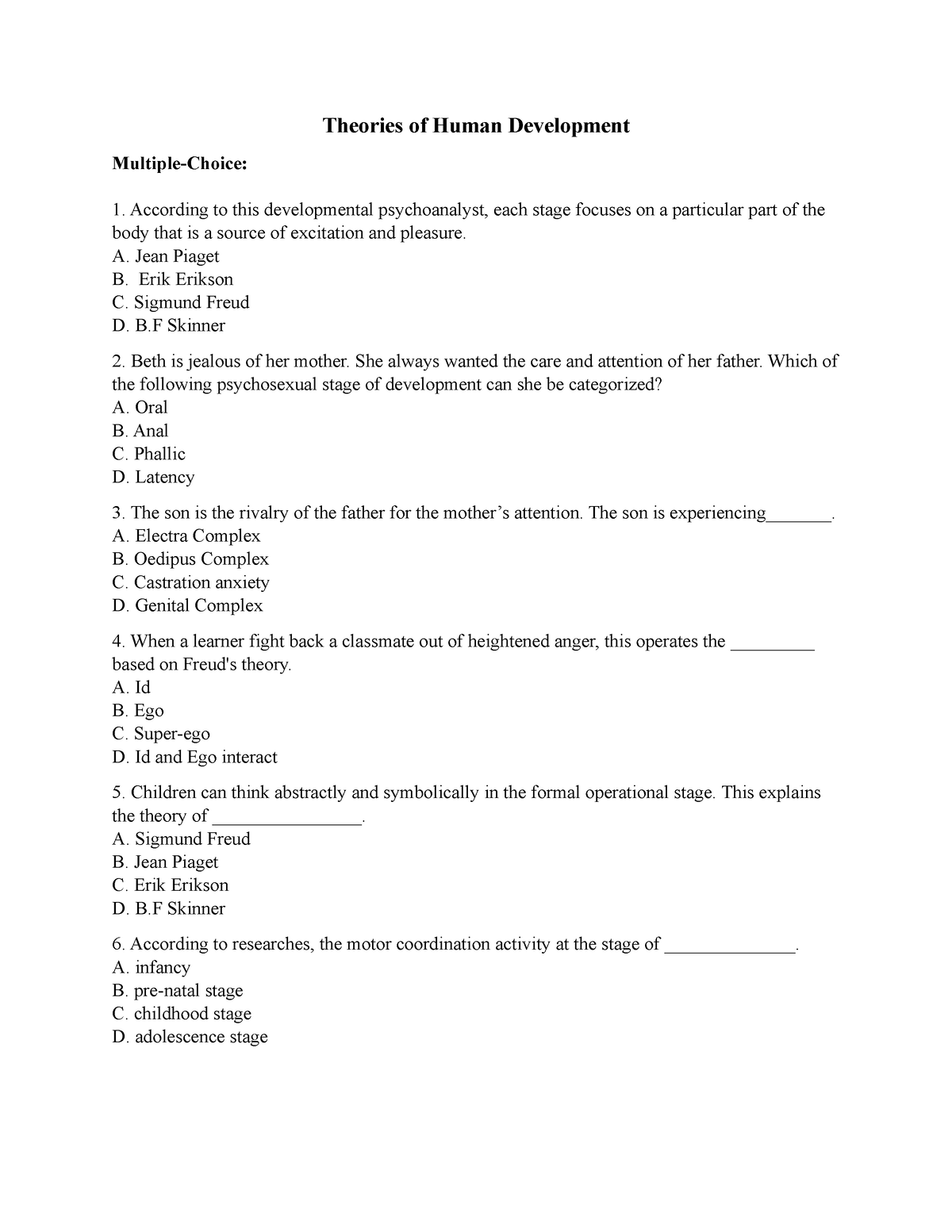 past-exam-theories-of-human-development-theories-of-human-development