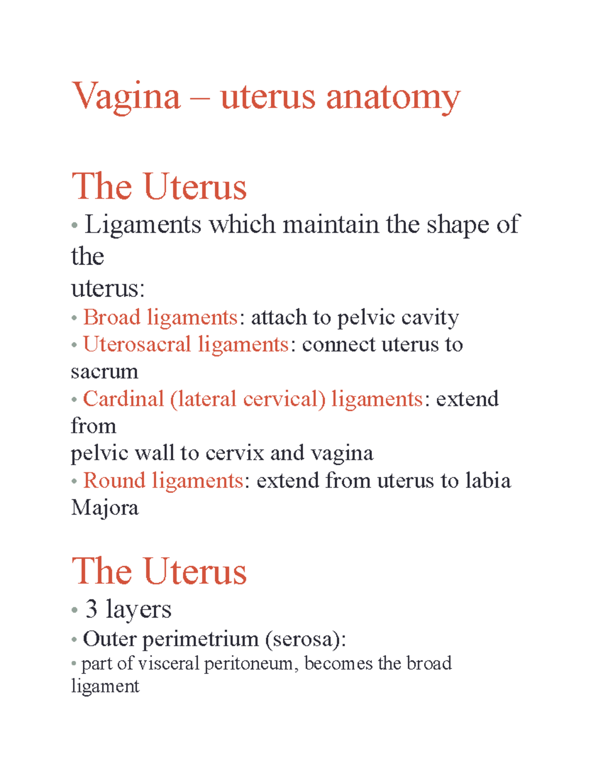 Vag Uterus 4 Vagina Uterus Anatomy The Uterus • Ligaments Which