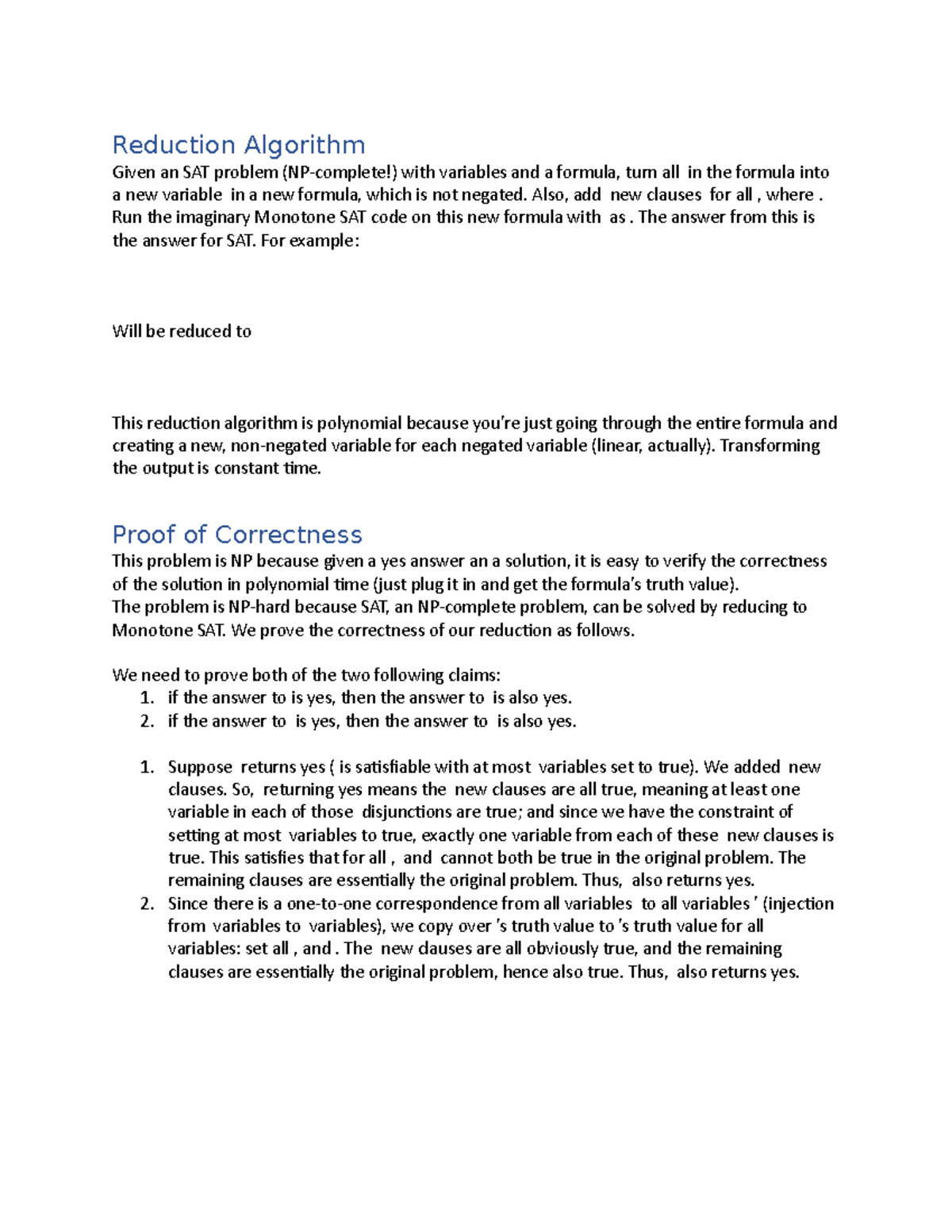 Q1 HW7 Homework assignment from CS 4820 taught by Professor Eva