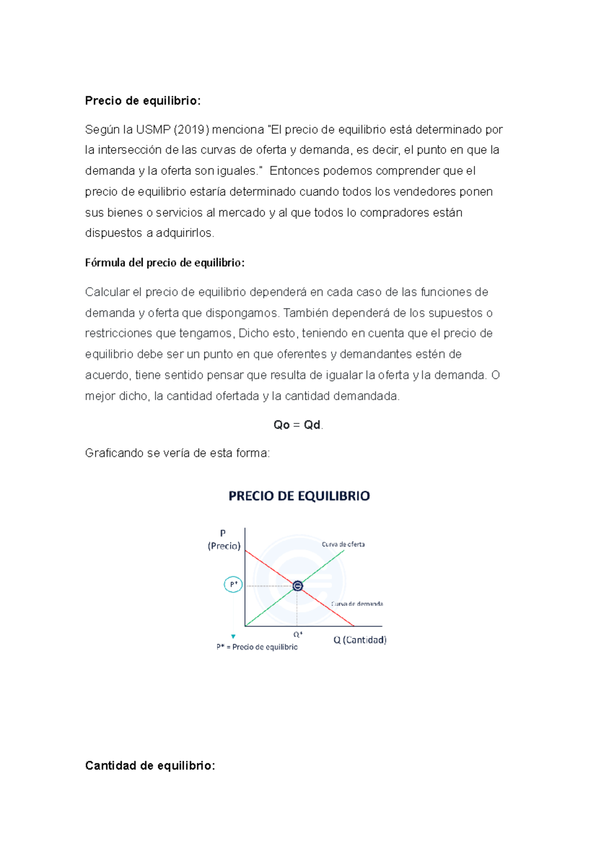 Precio de equilibrio en el mercado - Precio de equilibrio: Según la ...