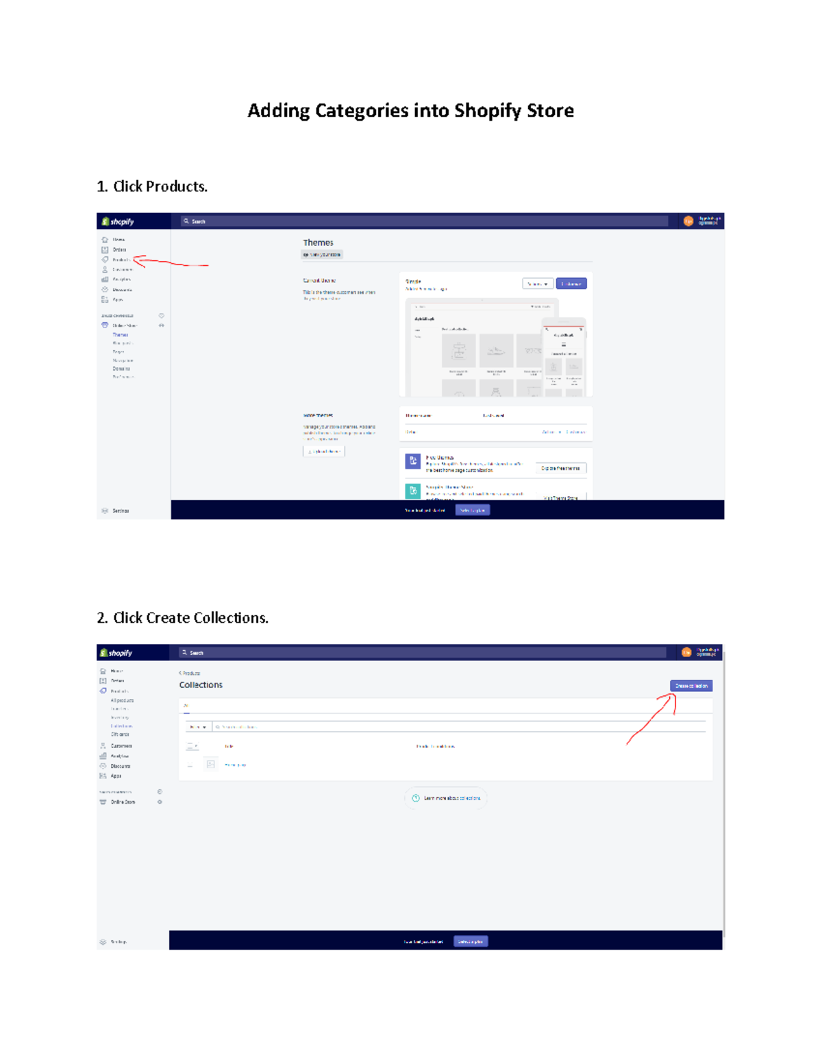 Adding categories to Shopify store in becoming expert in E-commerce ...
