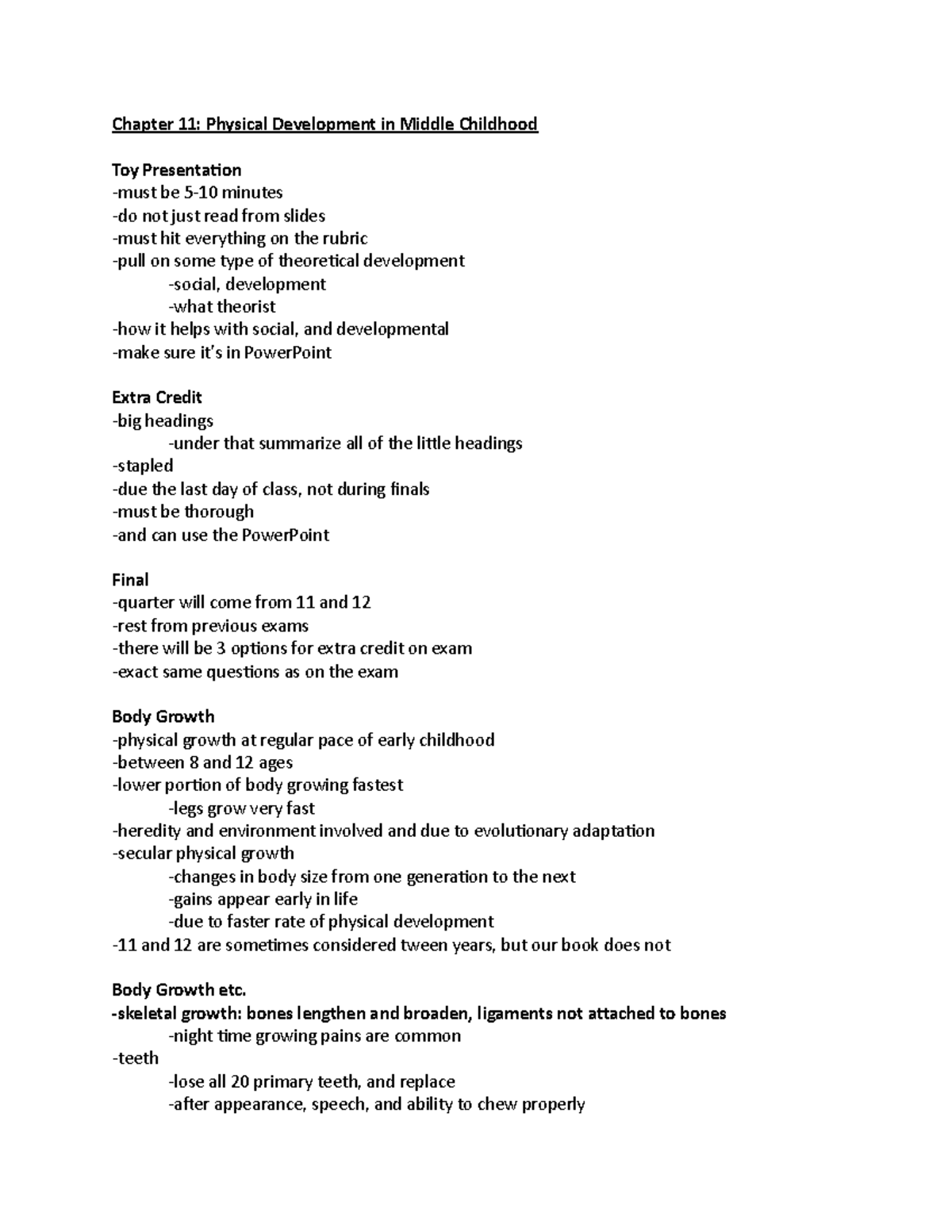 Chapter 11 - Lecture notes 16,17 - Chapter 11: Physical Development in ...