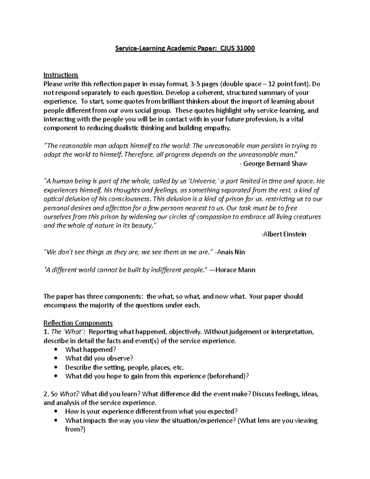SL Project Reflection Paper Ms. Jacobson - Service-Learning Academic ...
