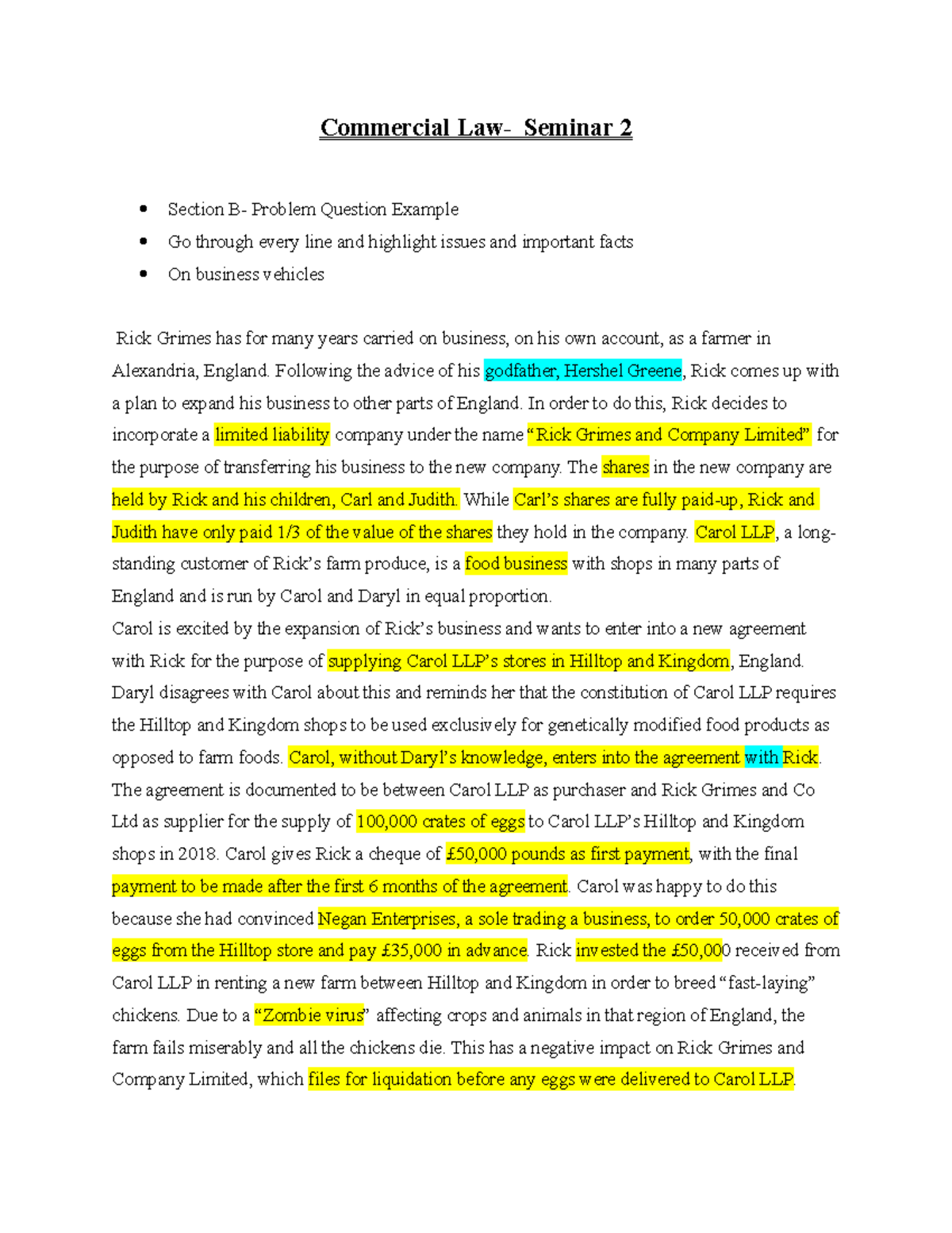 Commercial Law s2 NOTES Commercial Law Seminar 2 Section B