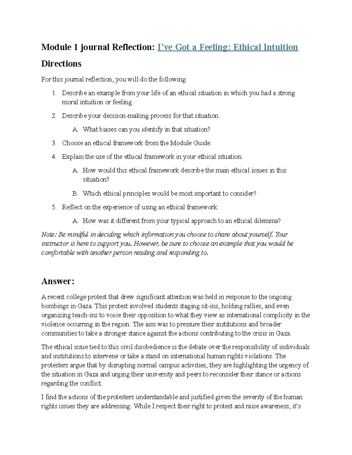 Module 1 journal Reflection Assignment - Module 1 journal Reflection: I ...