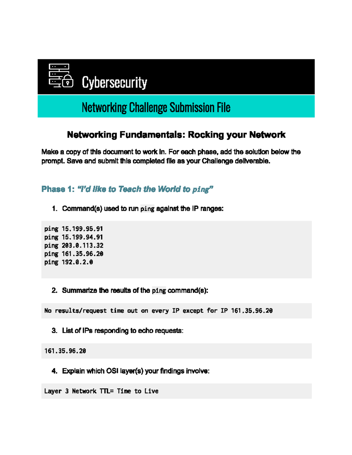 networking fundamentals homework rocking your network github