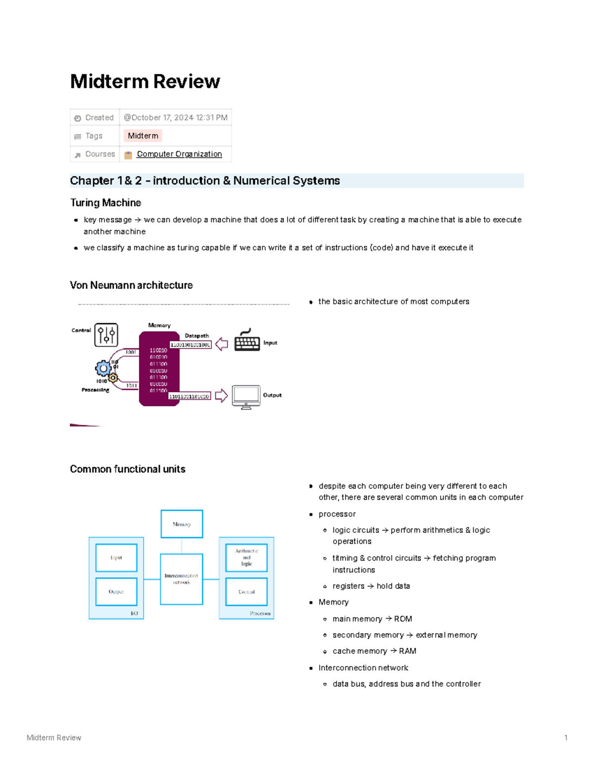 Midterm review - summary & notes up to chapter 5 - Midterm Review ...