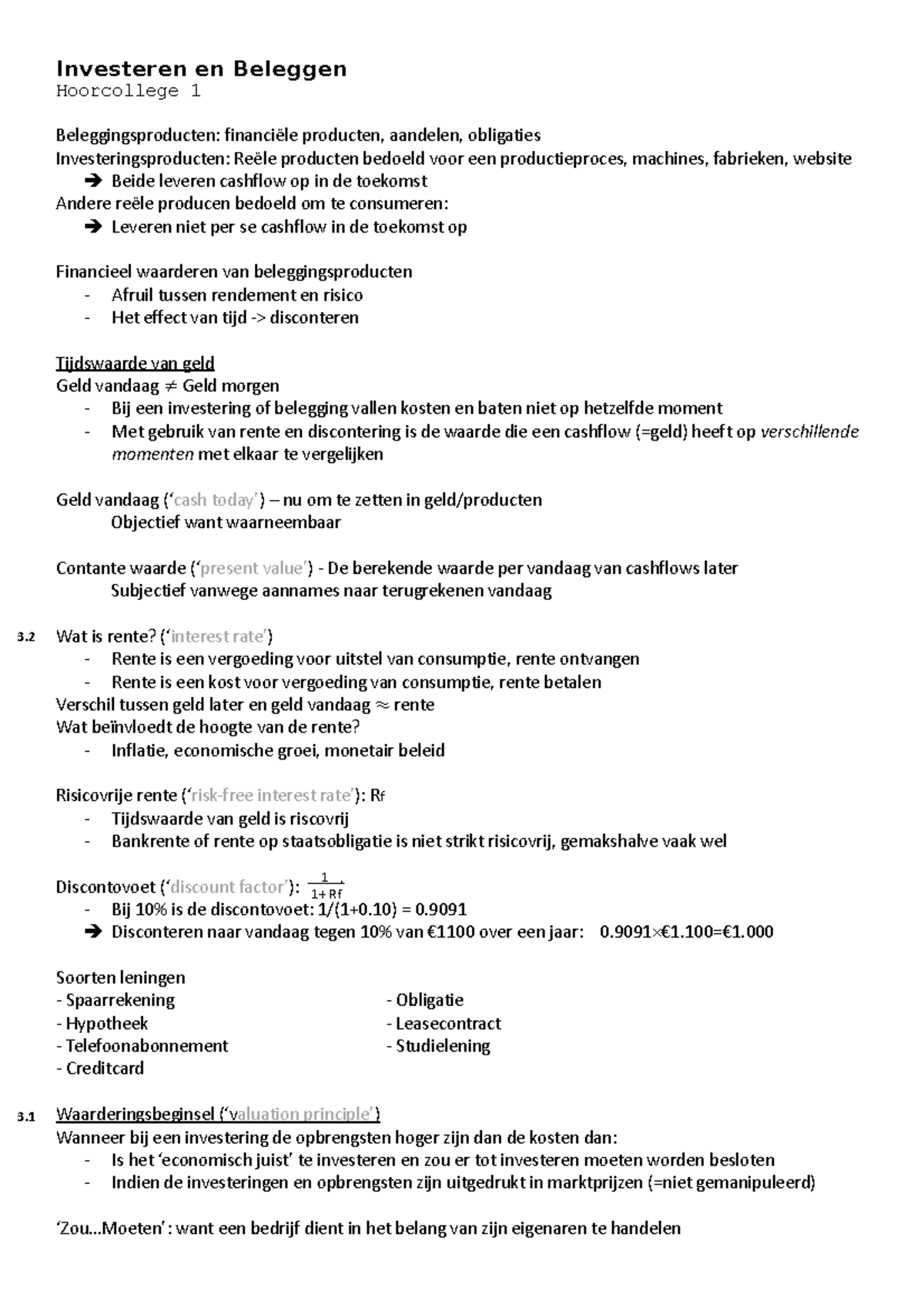 Investeren En Beleggen - Samenvatting - Investeren En Beleggen ...