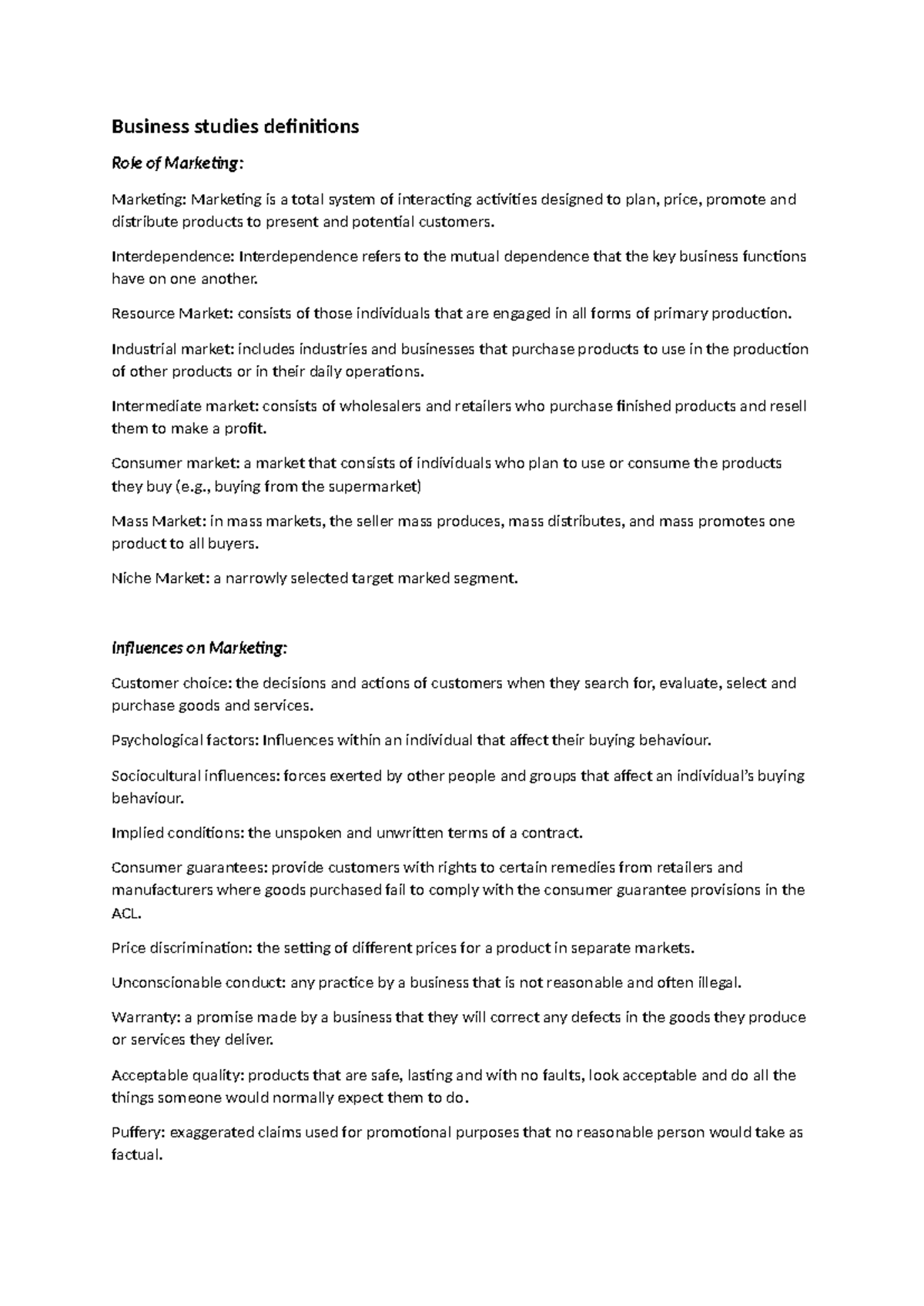 Business studies definitions - Interdependence: Interdependence refers ...