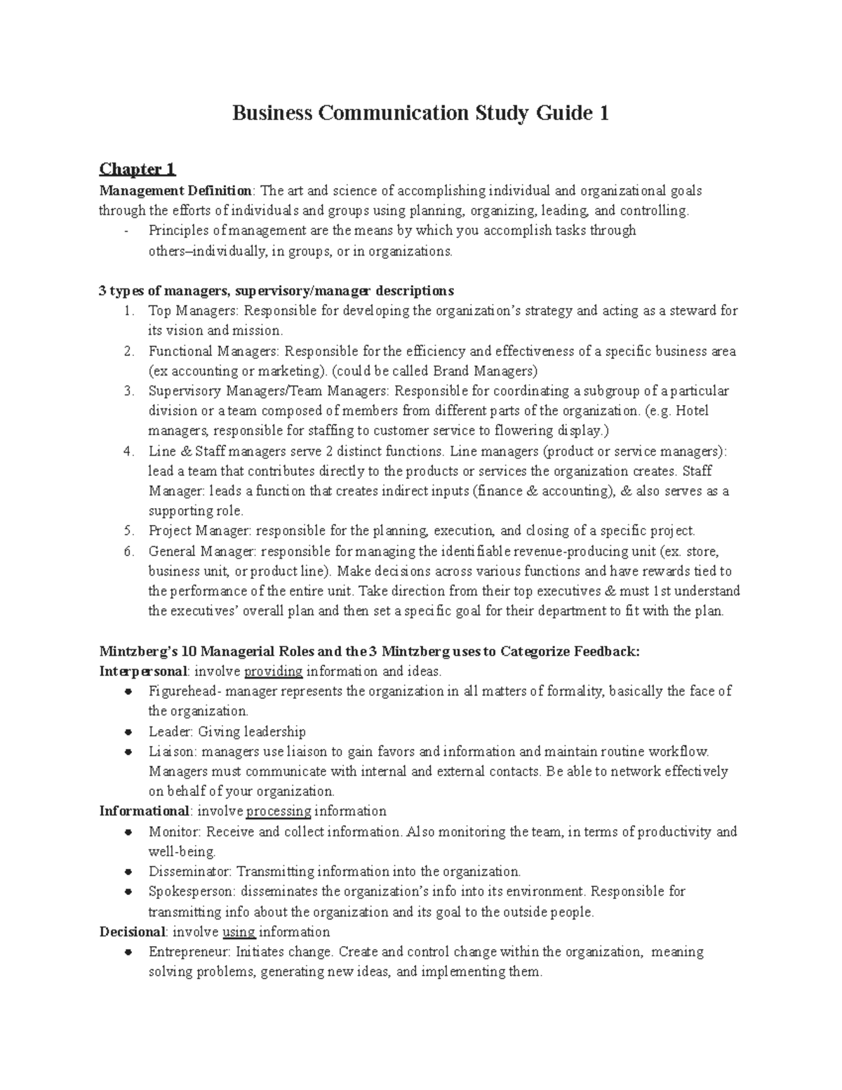 Mgmt Sg 1 Business Communication Study Guide 1 For Test 1 Business Mgmt Sg 1 Business Communication Study Guide 1 For Test 1 Business