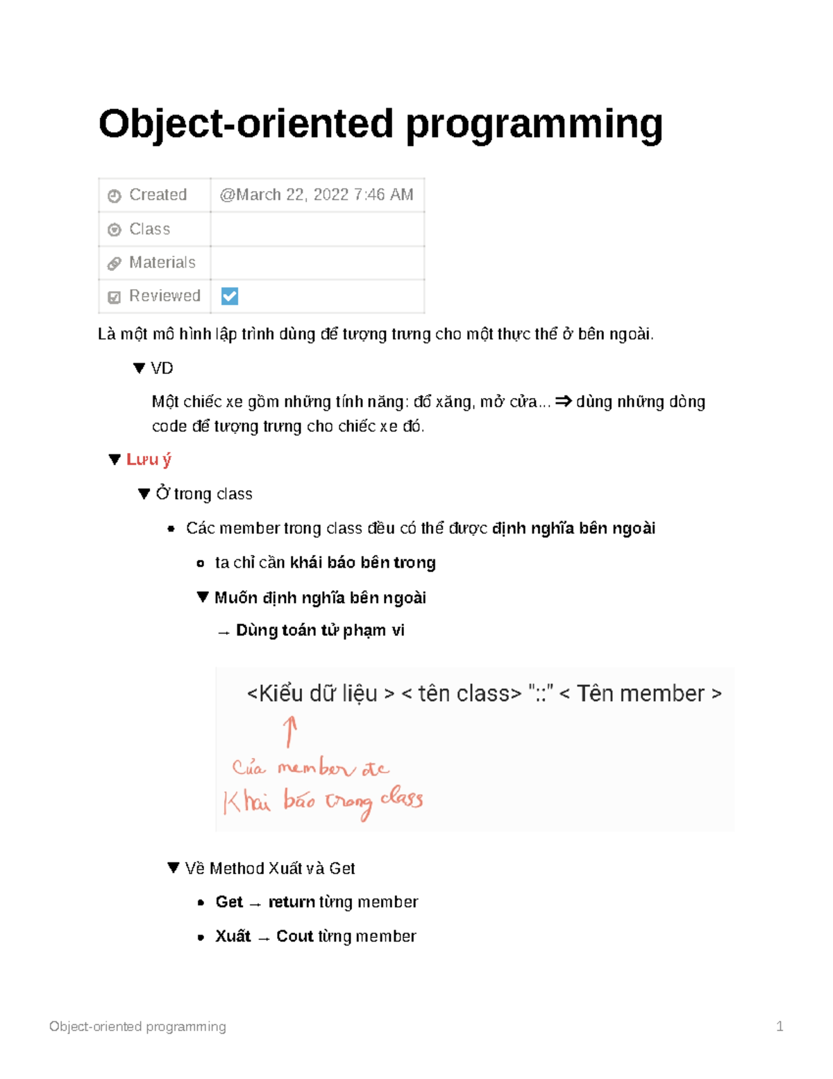 Object-oriented programming - Object-oriented programming Created Class ...
