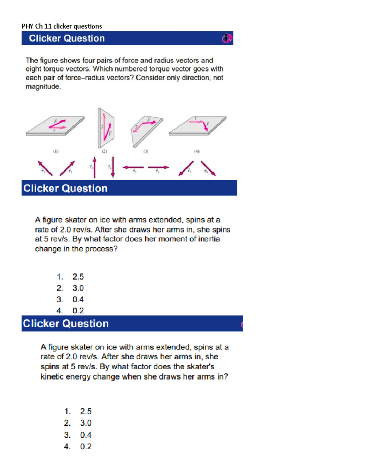 Phy Ch Clicker Questions Phy L Studocu