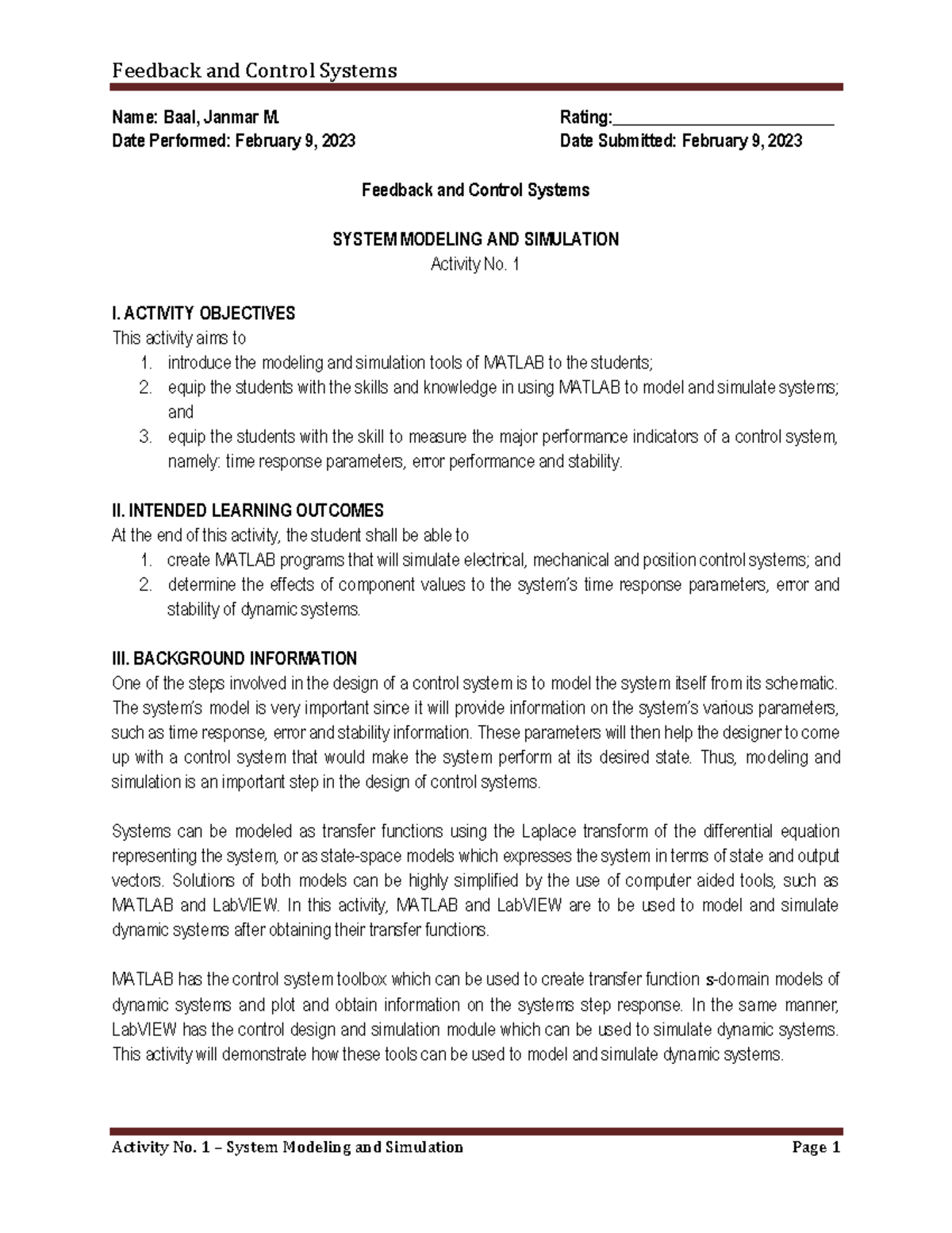 Janmar Baal-Lab Act 4 - Name: Baal, Janmar M. Rating ...
