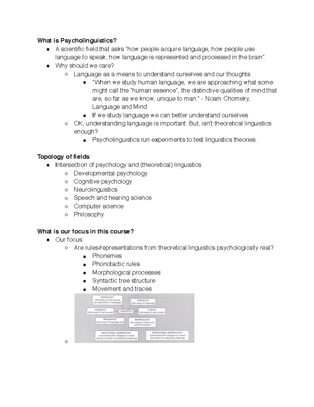 Exam 1 Notes 496 - What Is Psycholinguistics? ! A Scientific Field That ...