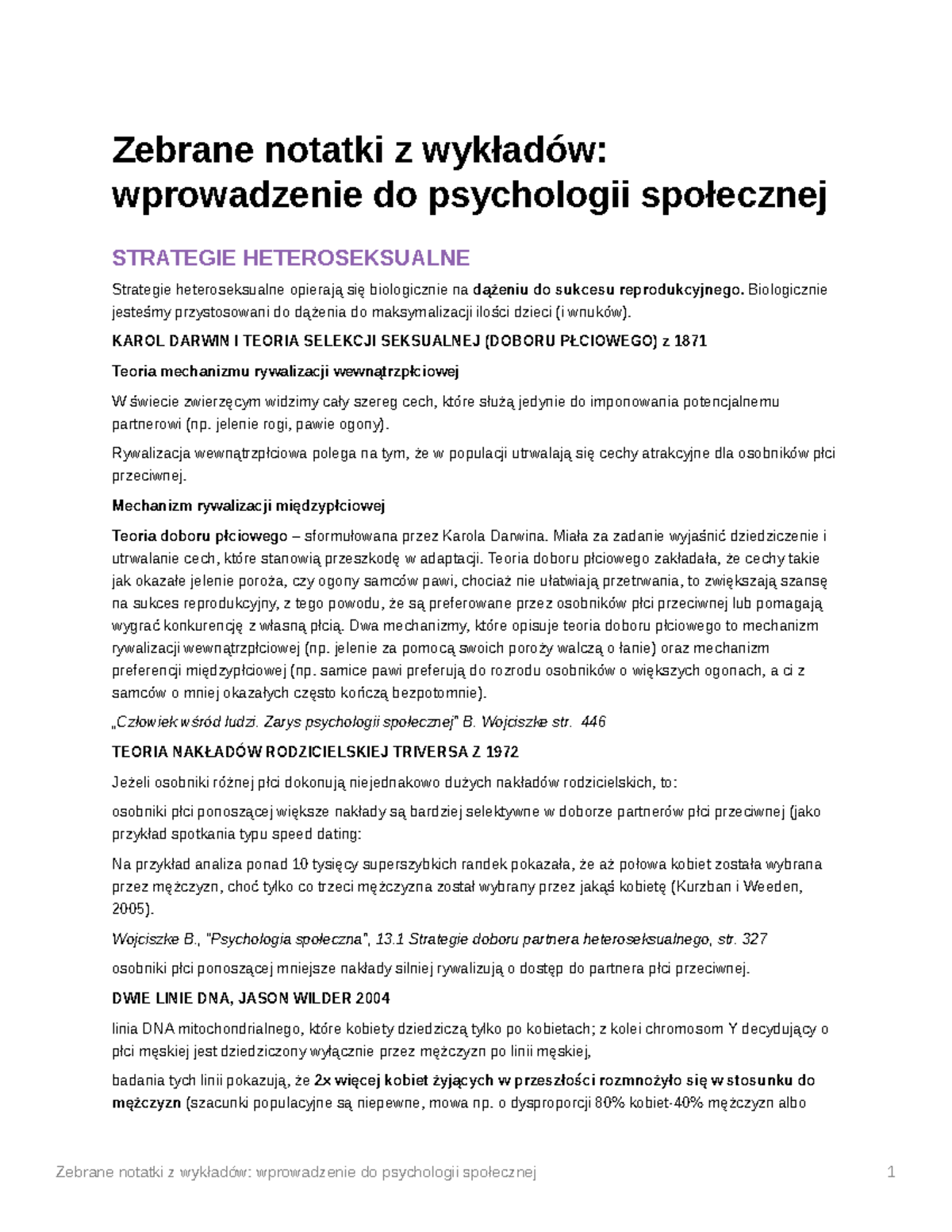 Wprowadzenie Do Psychologii Społecznej - Zebrane Notatki Z Wykładów ...