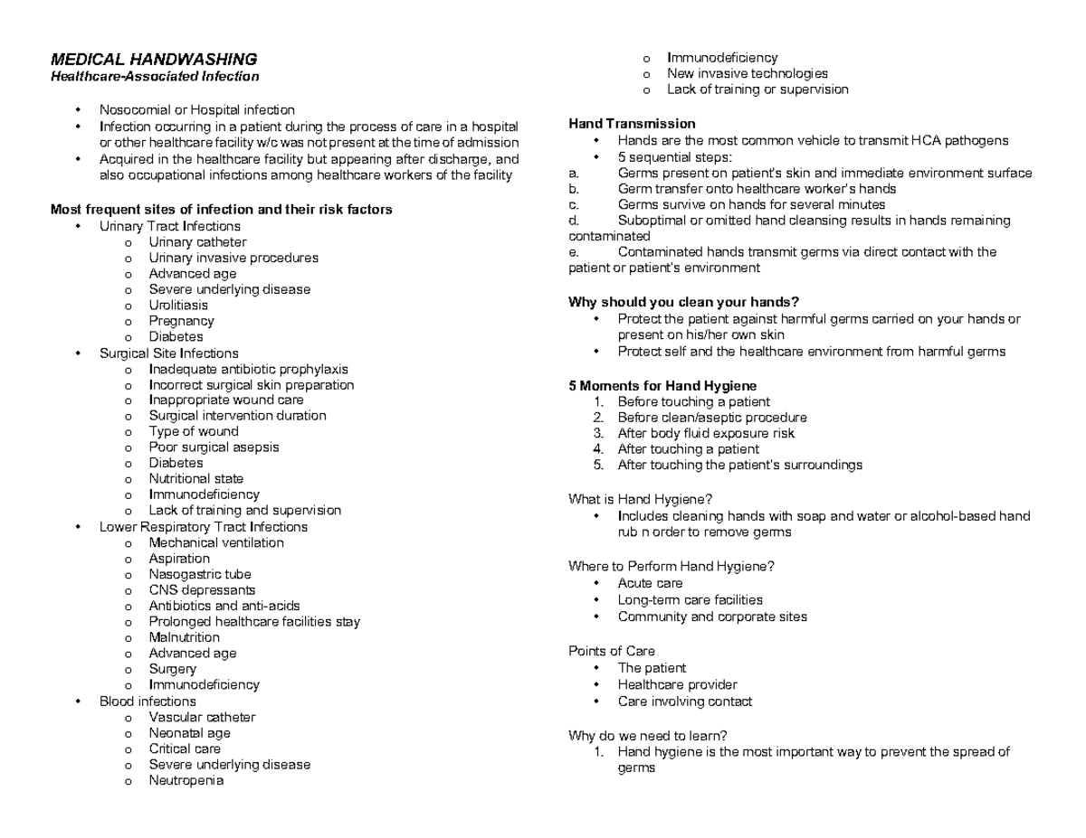 Medical Handwashing - Infection occurring in a patient during the ...